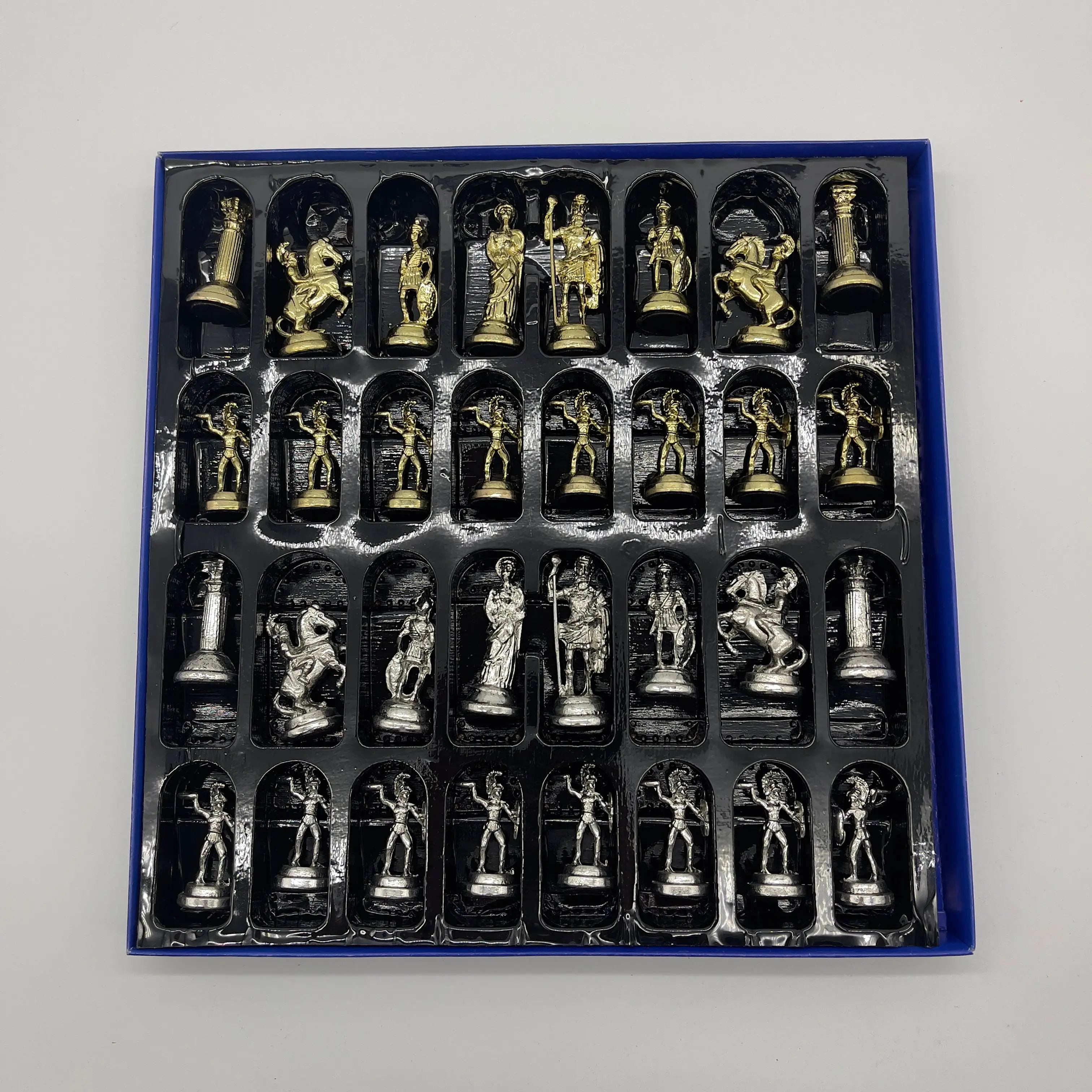 Handmade Metal Chess Pieces, Romans Chess Pieces, Gold Metal Chess Pieces