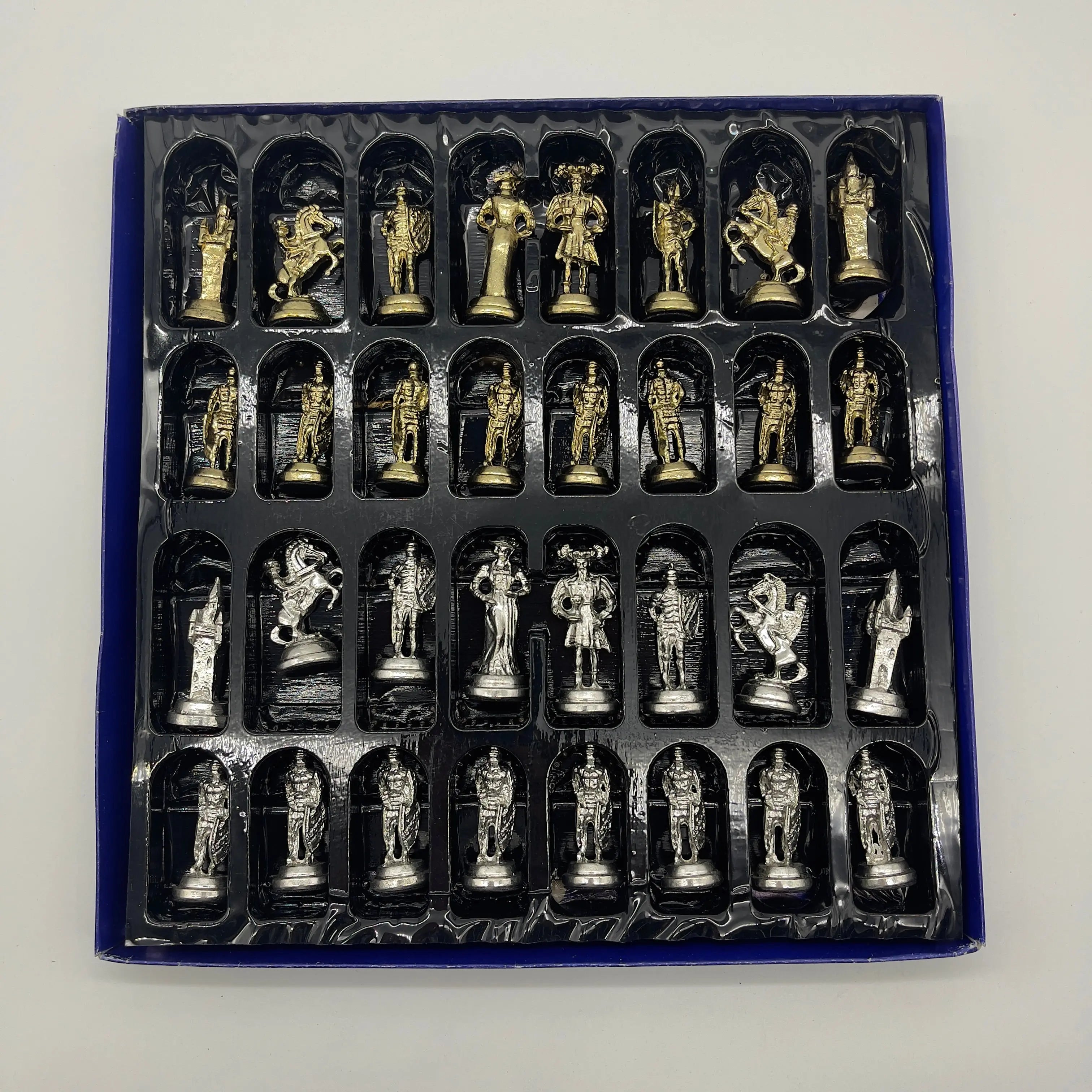Handmade Metal Chess Pieces, Spanish Chess Pieces, Gold Metal Chess Pieces