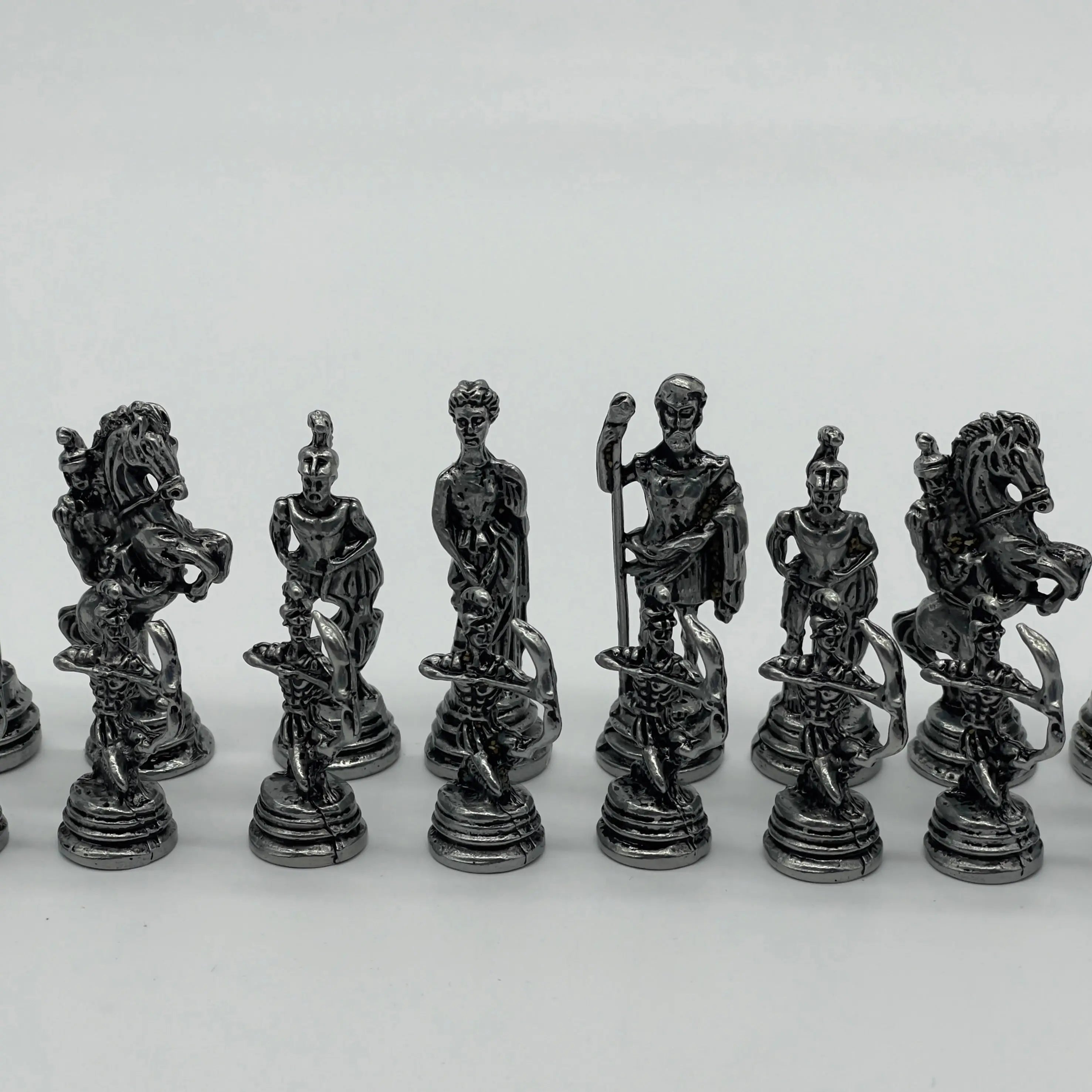 Small Handmade Crusaders Metal Chess Pieces Set