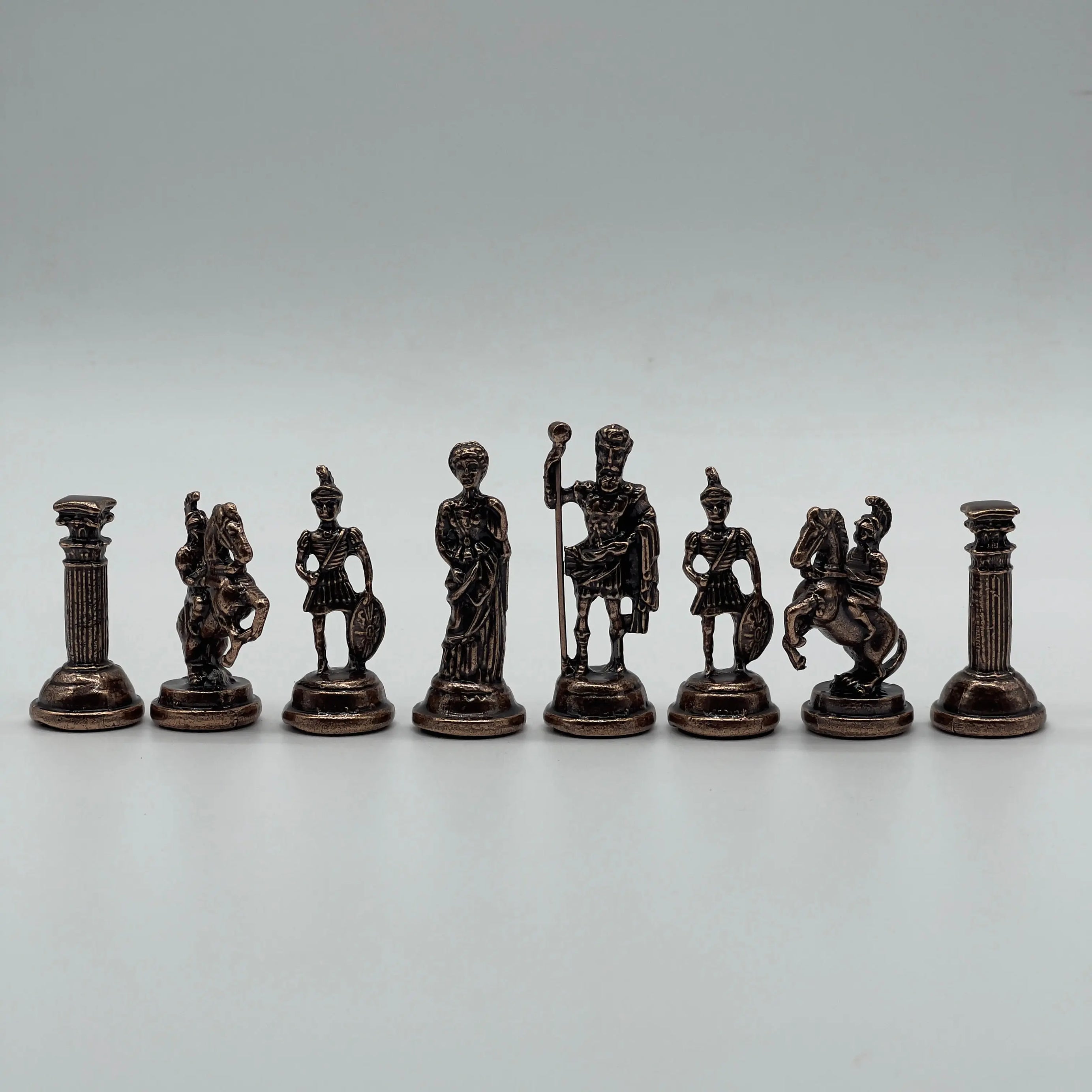 Copper Handmade Romans Chess Pieces - Crusaders Metal Chess Pieces Set
