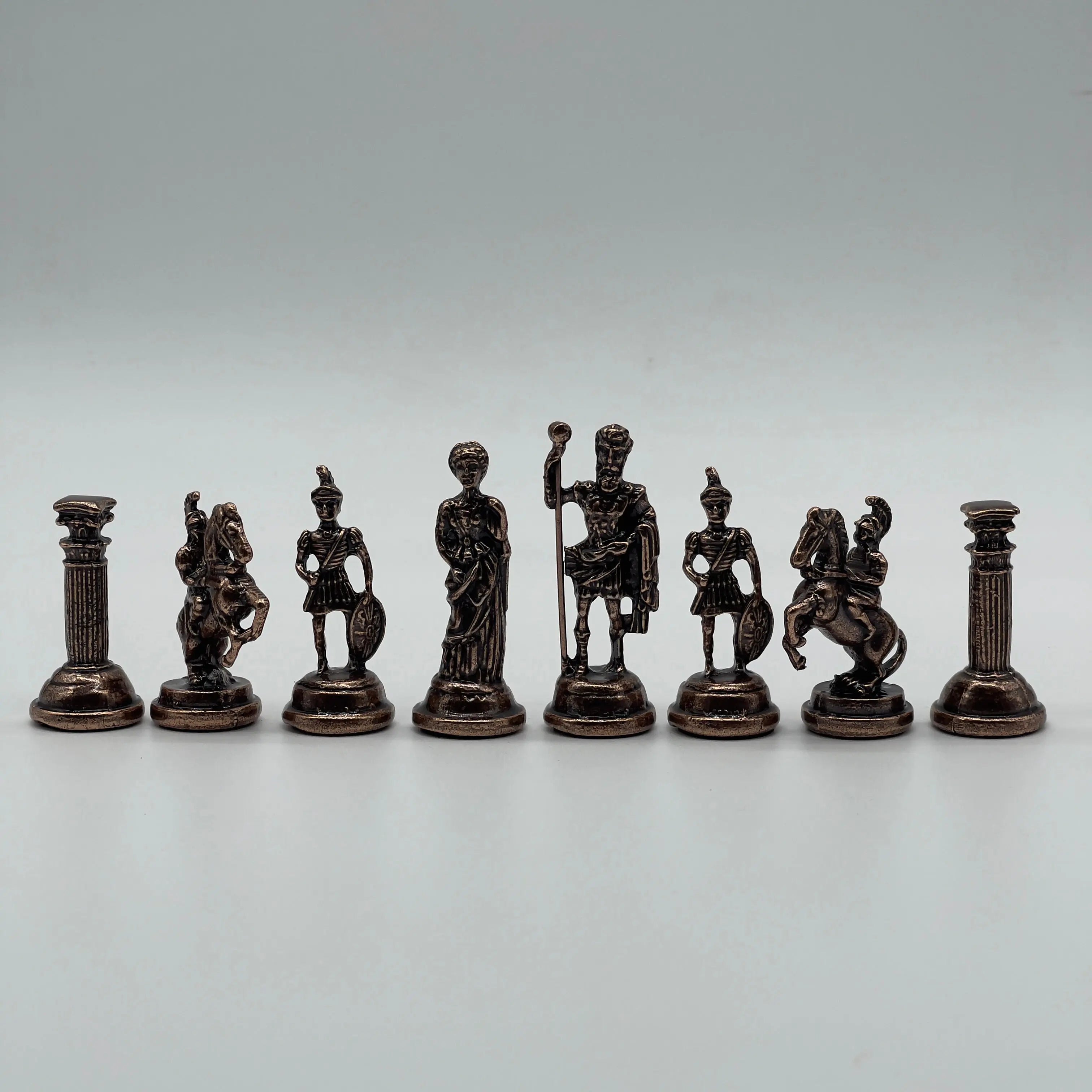 Copper Handmade Romans Chess Pieces - Crusaders Metal Chess Pieces Set