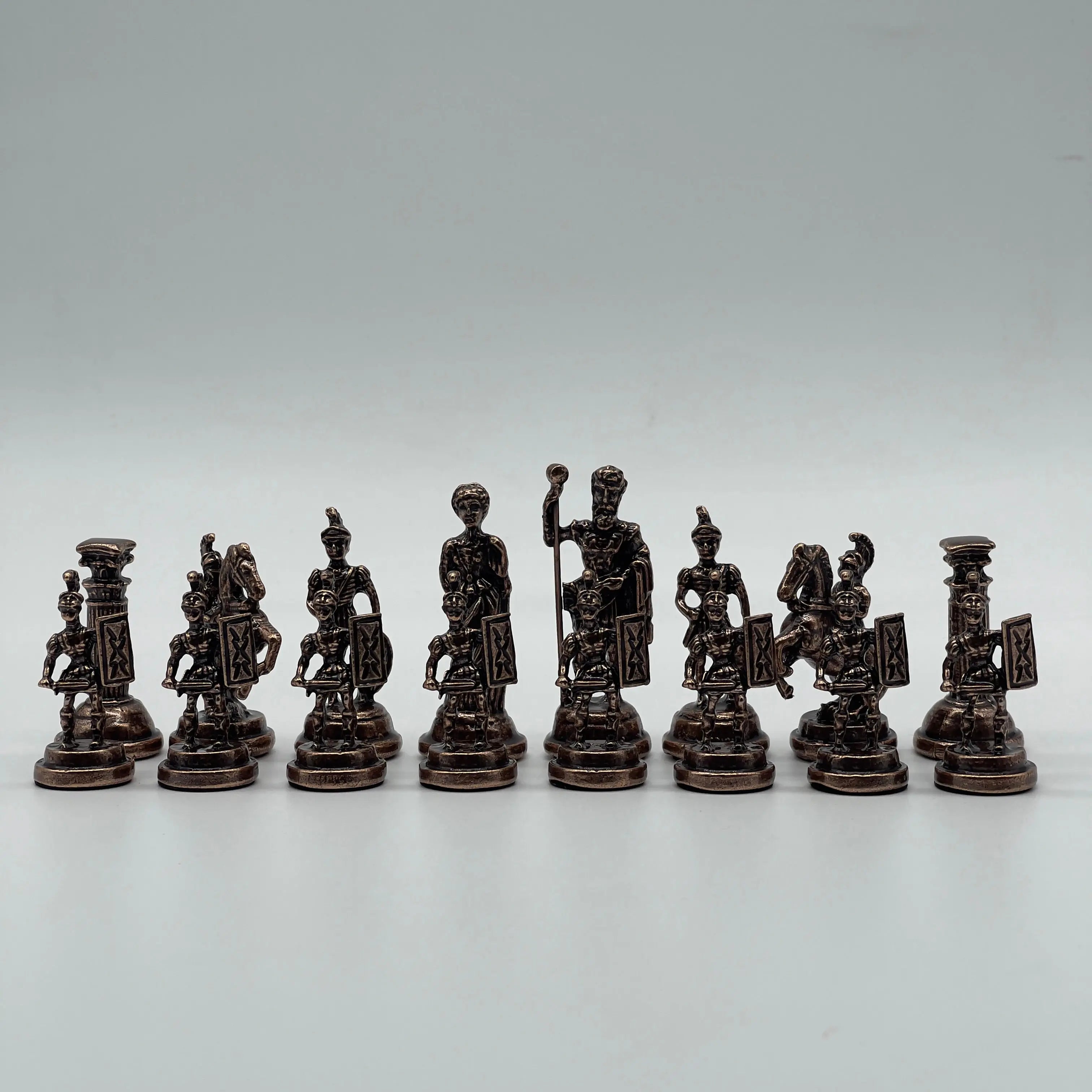 Copper Handmade Romans Chess Pieces - Crusaders Metal Chess Pieces Set