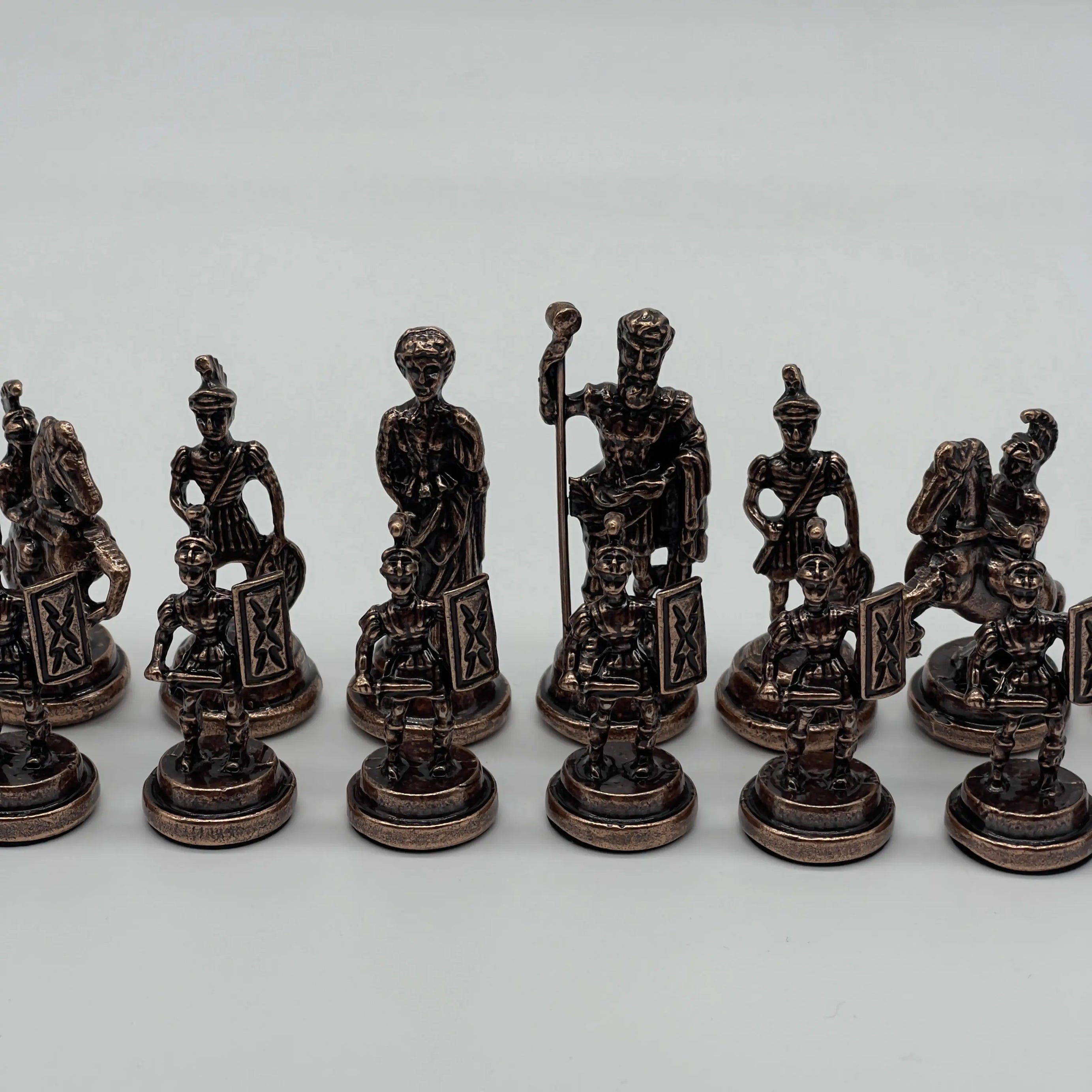 Copper Handmade Romans Chess Pieces - Crusaders Metal Chess Pieces Set