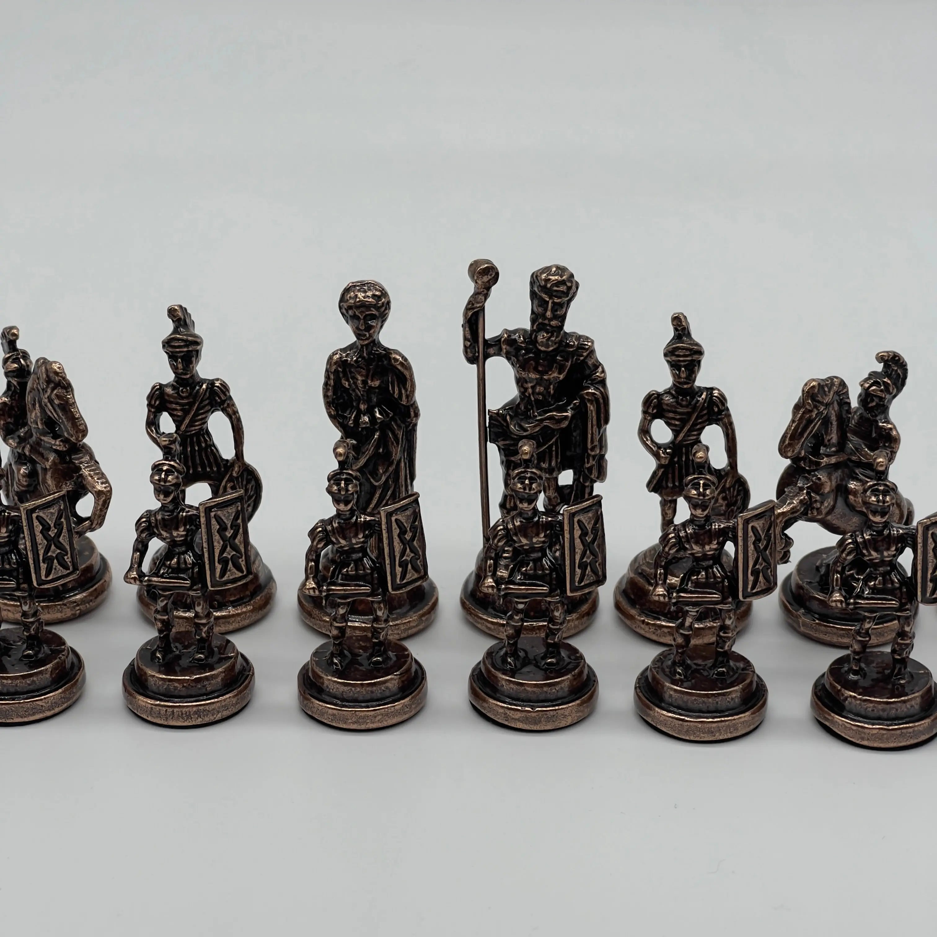 Copper Handmade Romans Chess Pieces - Crusaders Metal Chess Pieces Set