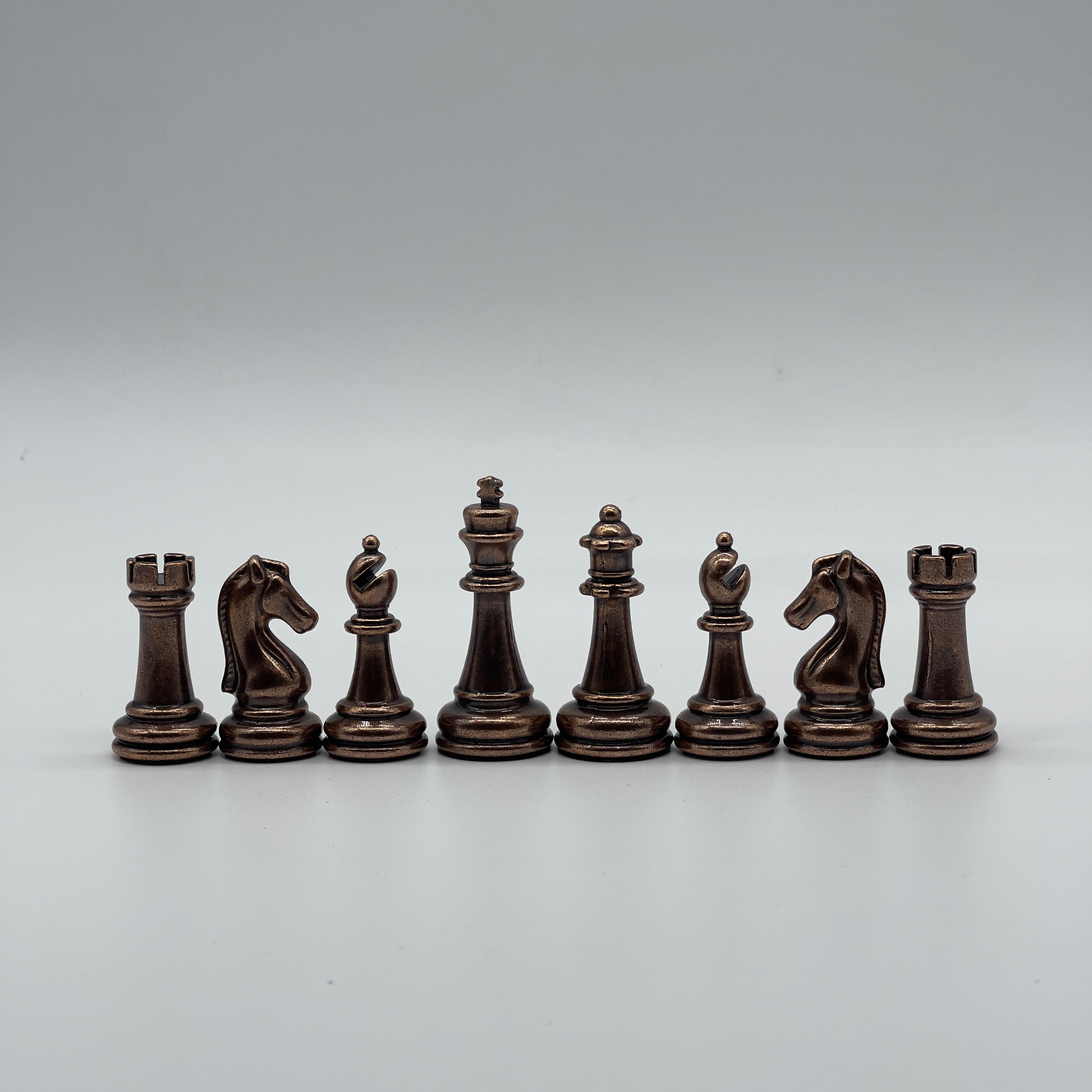 Handmade Classic Metal Chess Pieces, Copper-Silver Metal Chess Pieces Set