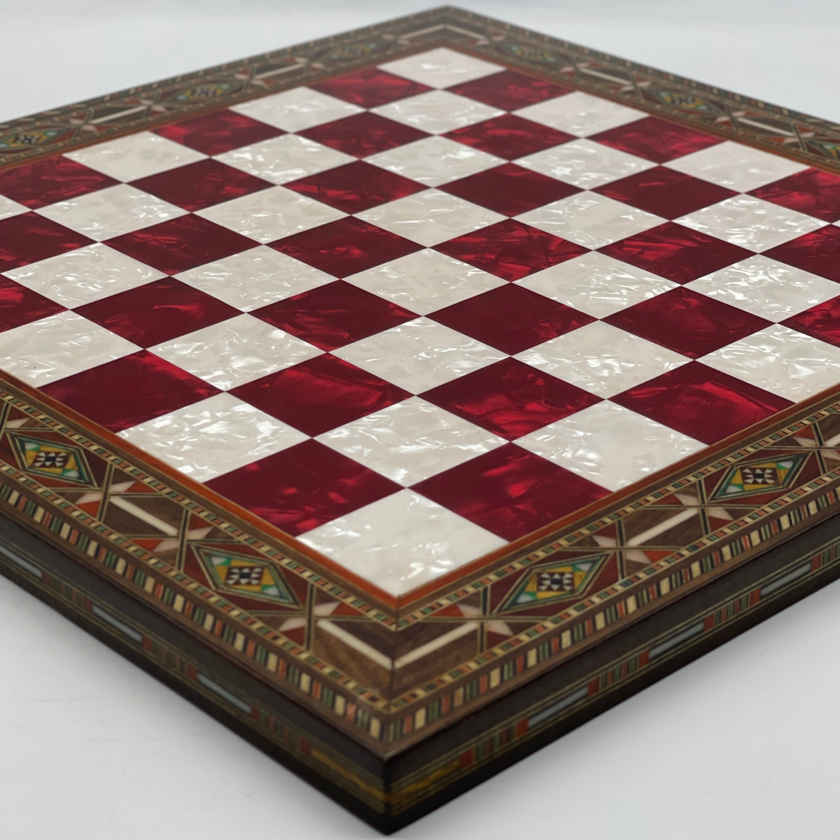 Handmade Pearl Embroidered Wooden Chess Set With Metal Chess Pieces AsyaWoodArt