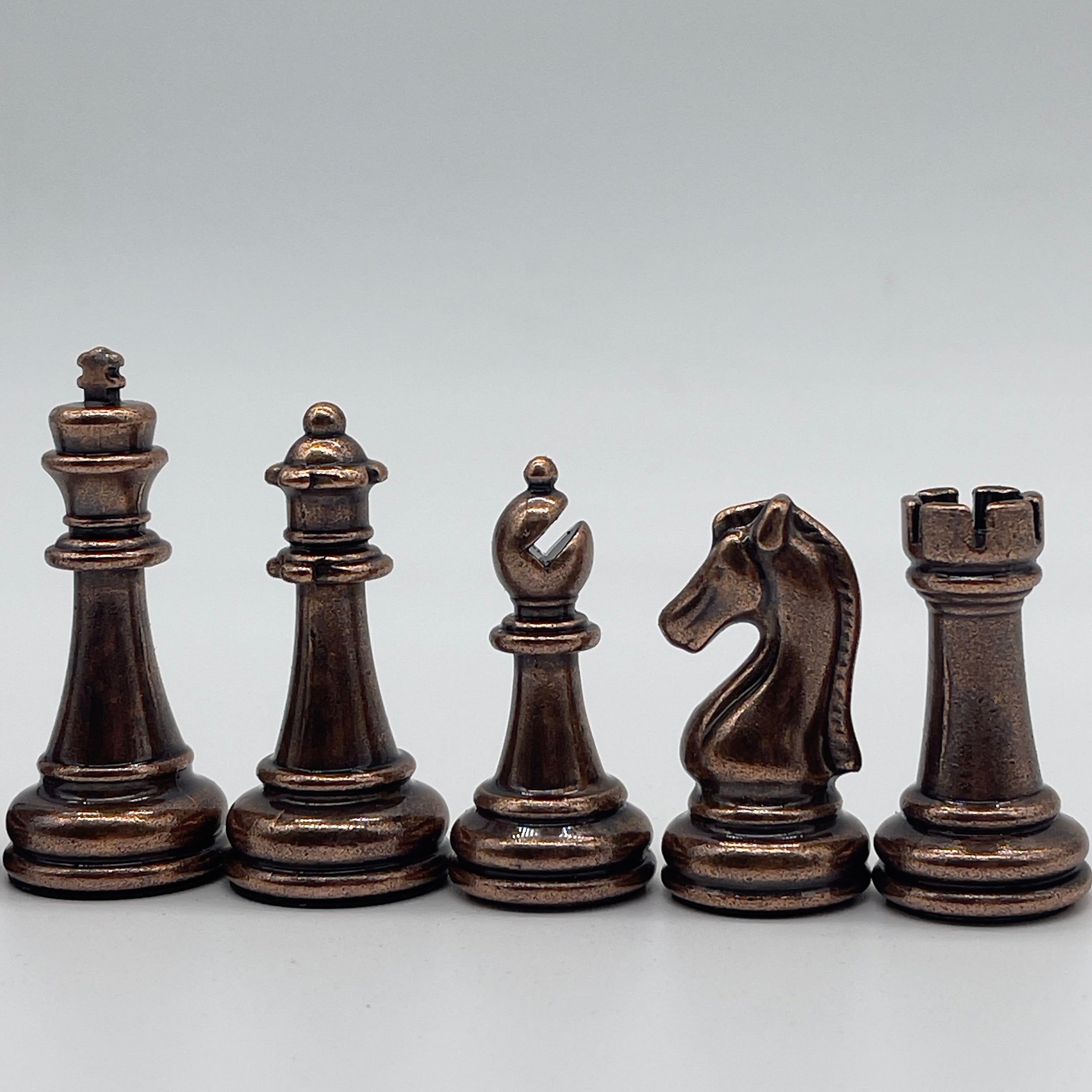 Handmade Classic Metal Chess Pieces, Copper-Silver Metal Chess Pieces Set