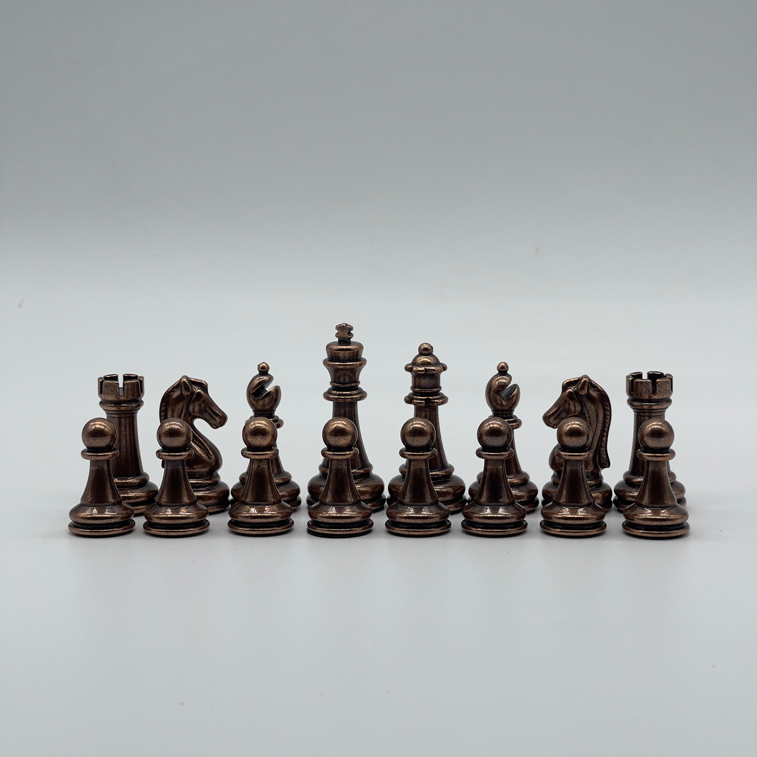 Handmade Classic Metal Chess Pieces, Copper-Silver Metal Chess Pieces Set
