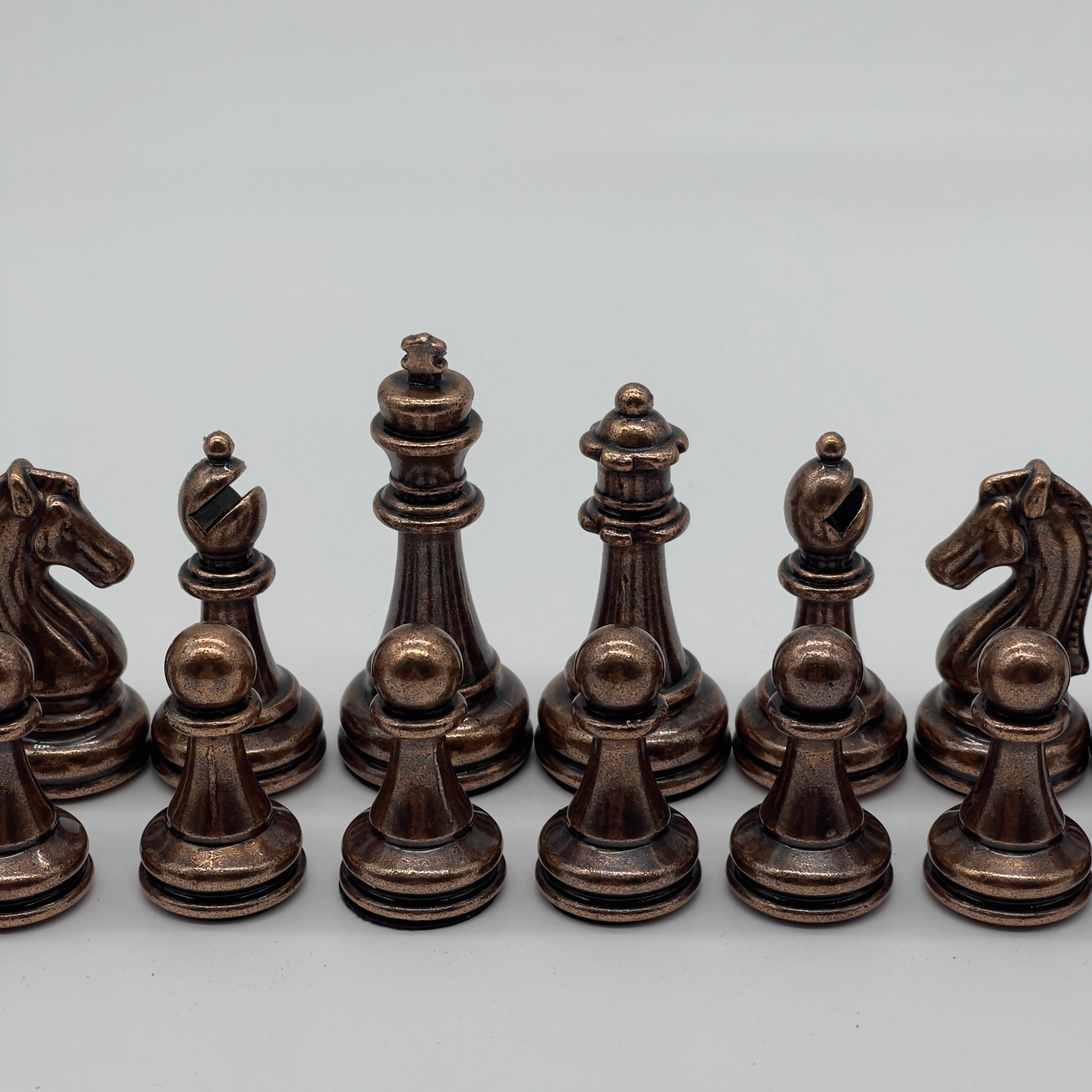 Handmade Classic Metal Chess Pieces, Copper-Silver Metal Chess Pieces Set