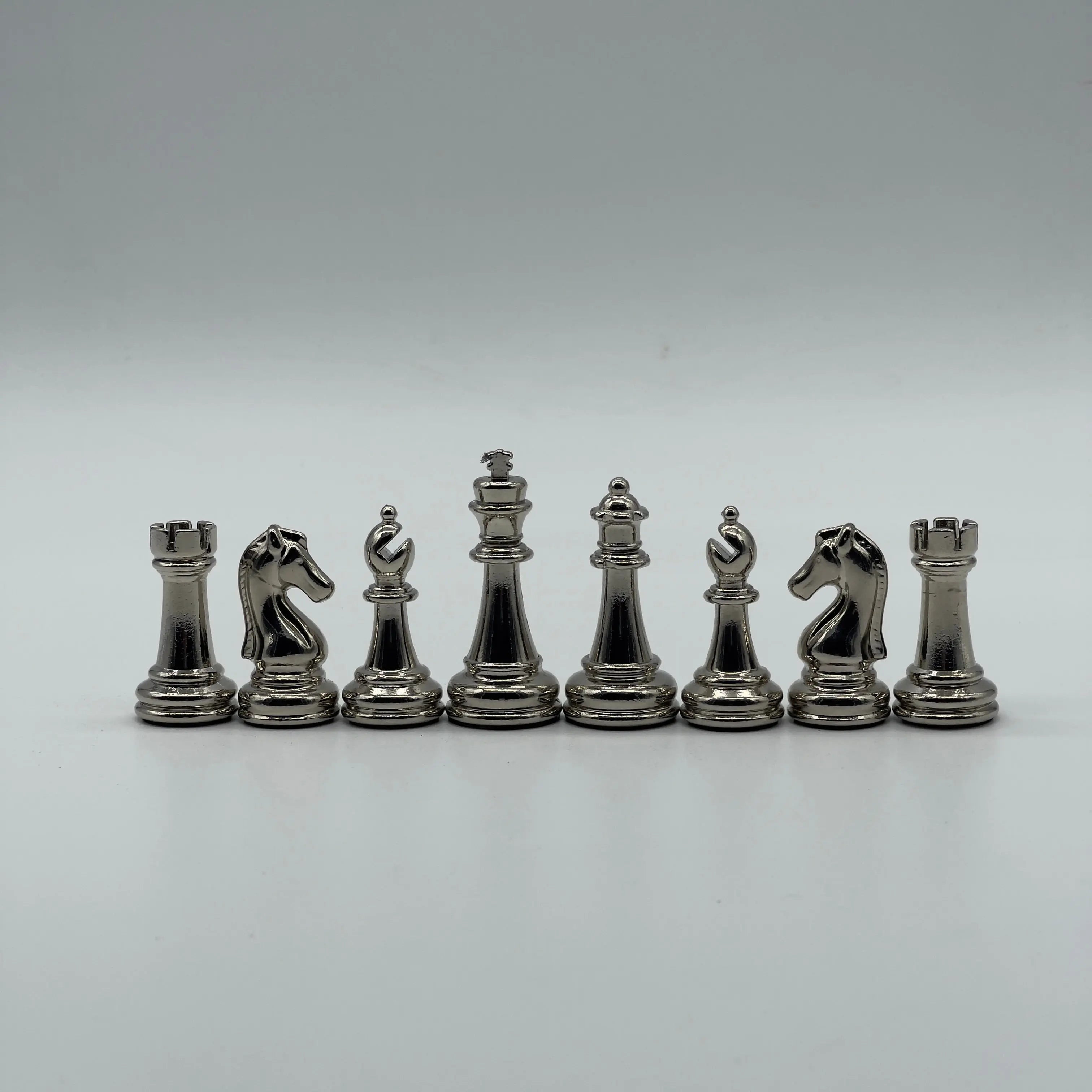 Handmade Classic Metal Chess Pieces, Copper-Silver Metal Chess Pieces Set