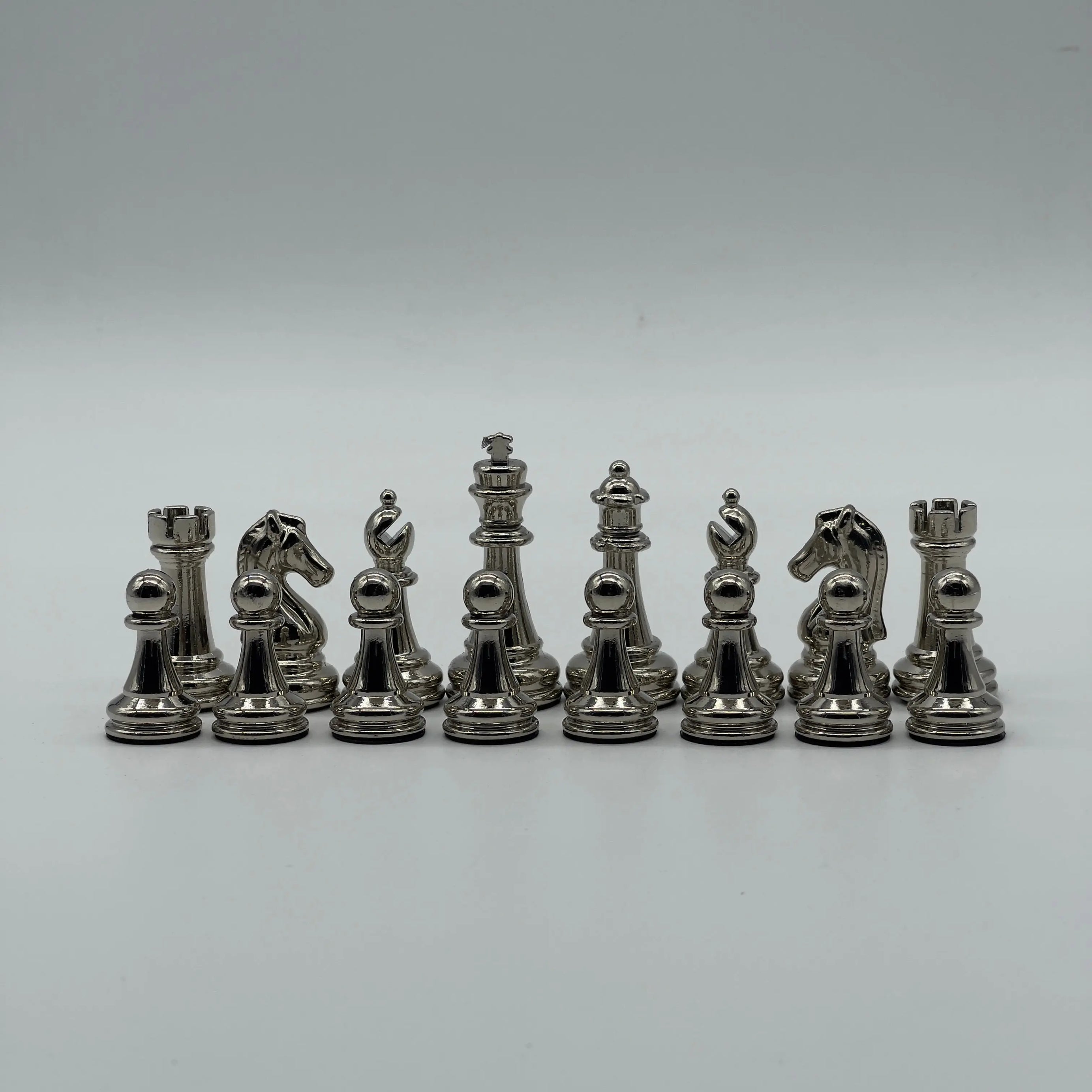 Handmade Classic Metal Chess Pieces, Copper-Silver Metal Chess Pieces Set