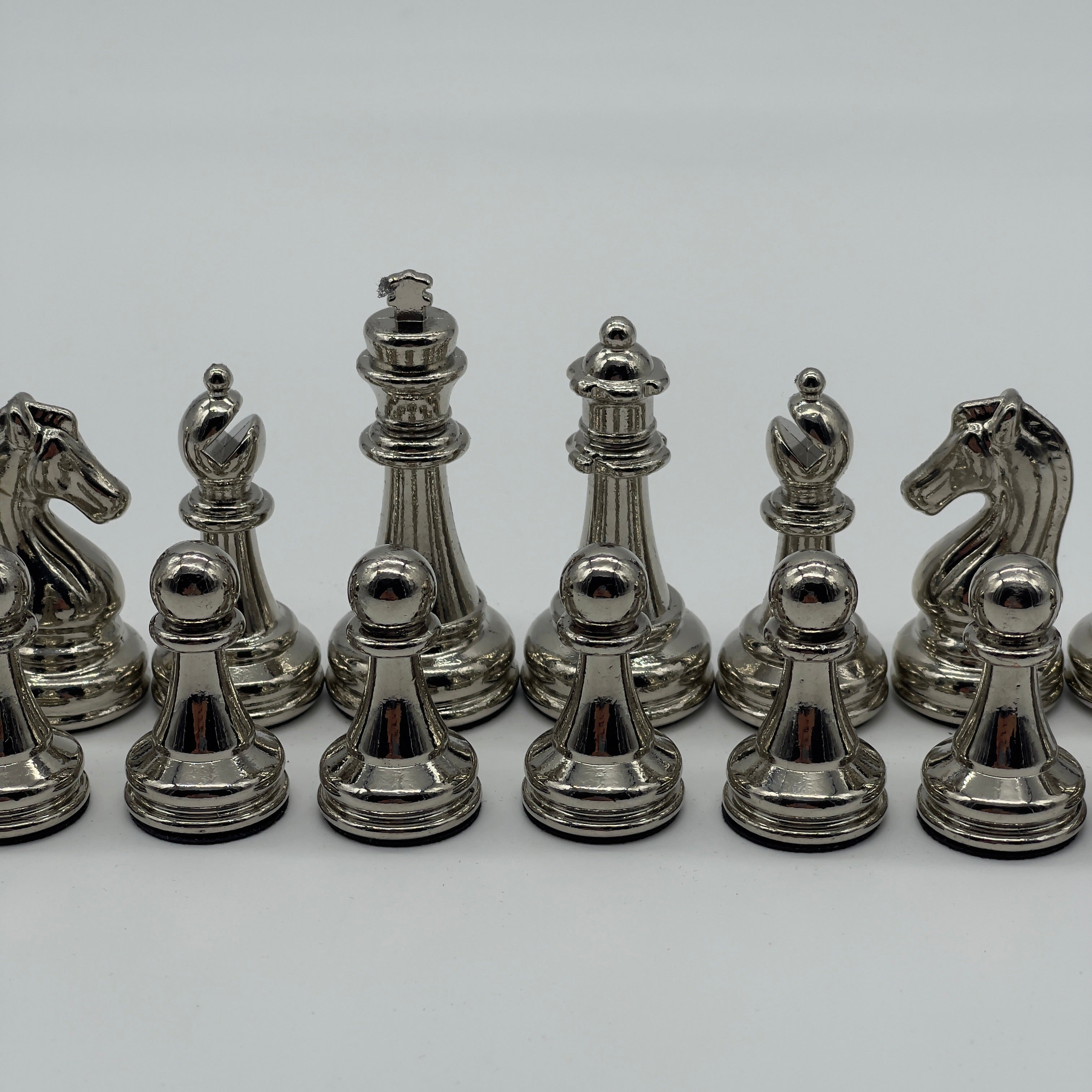 Handmade Classic Metal Chess Pieces, Copper-Silver Metal Chess Pieces Set