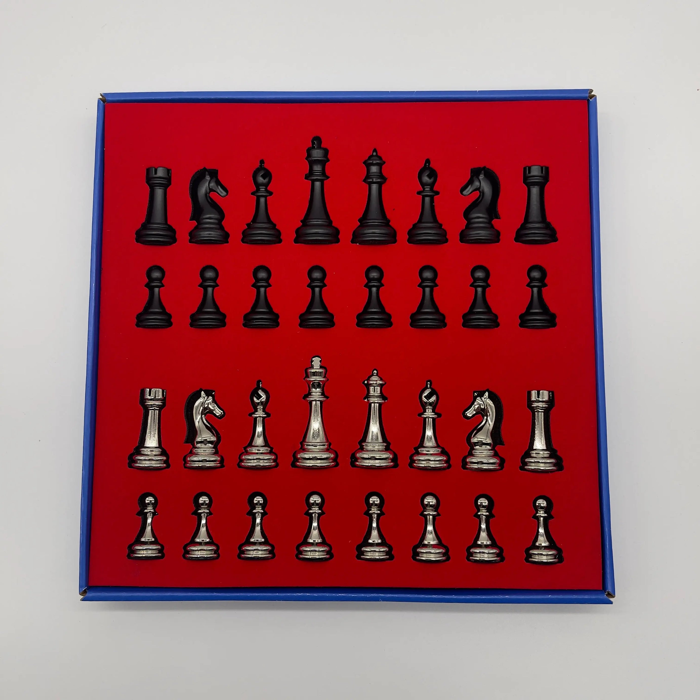 Black Classic Matte Handmade Metal Chess Pieces Set