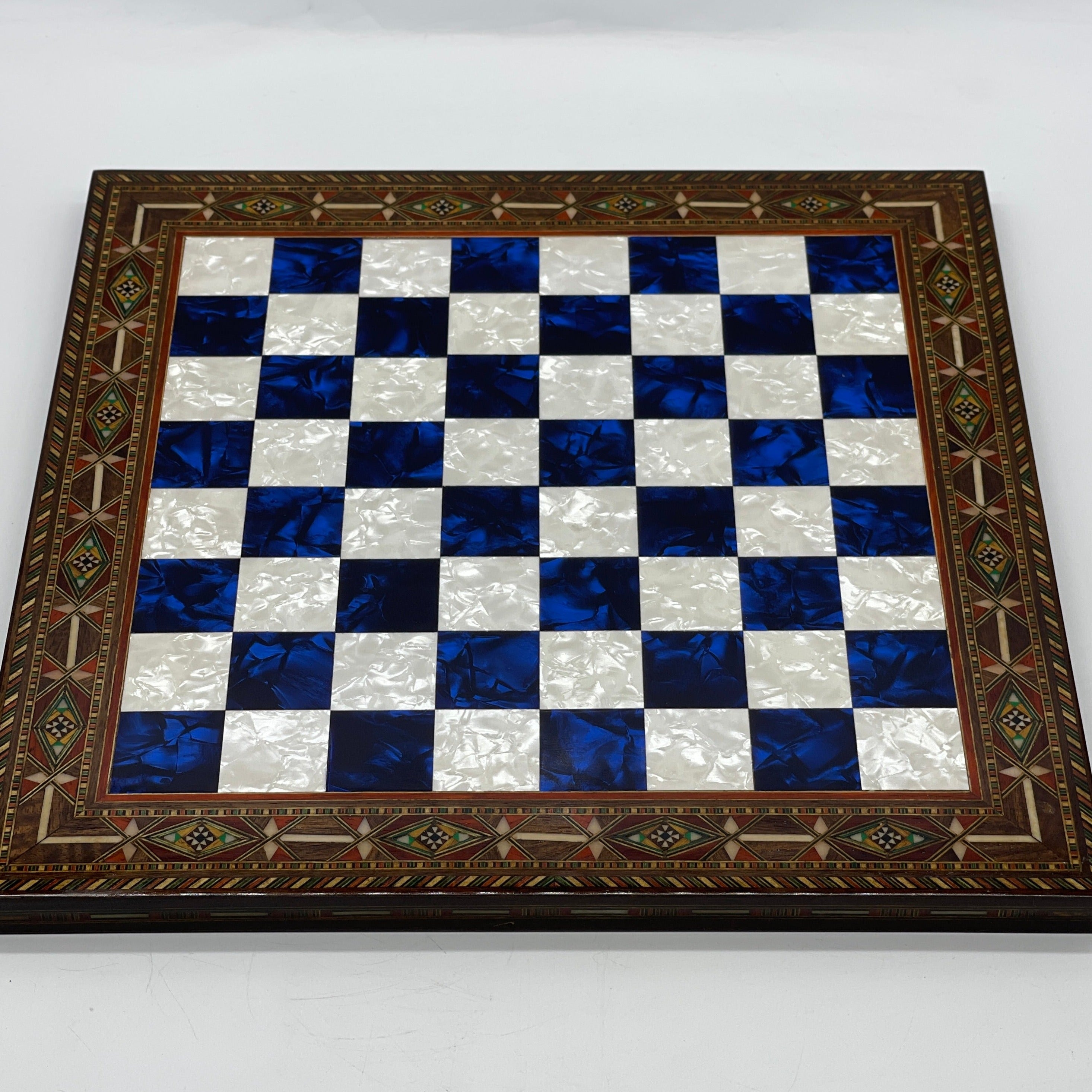 Luxury Handmade Pearl Embroidered Wooden Chess Board With Metal Chess Pieces