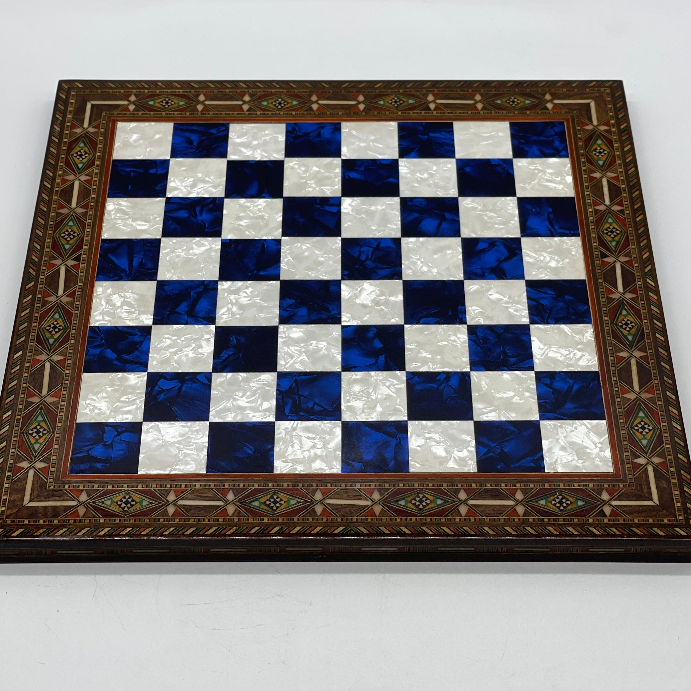 Luxury Handmade Pearl Embroidered Wooden Chess Board With Metal Chess Pieces