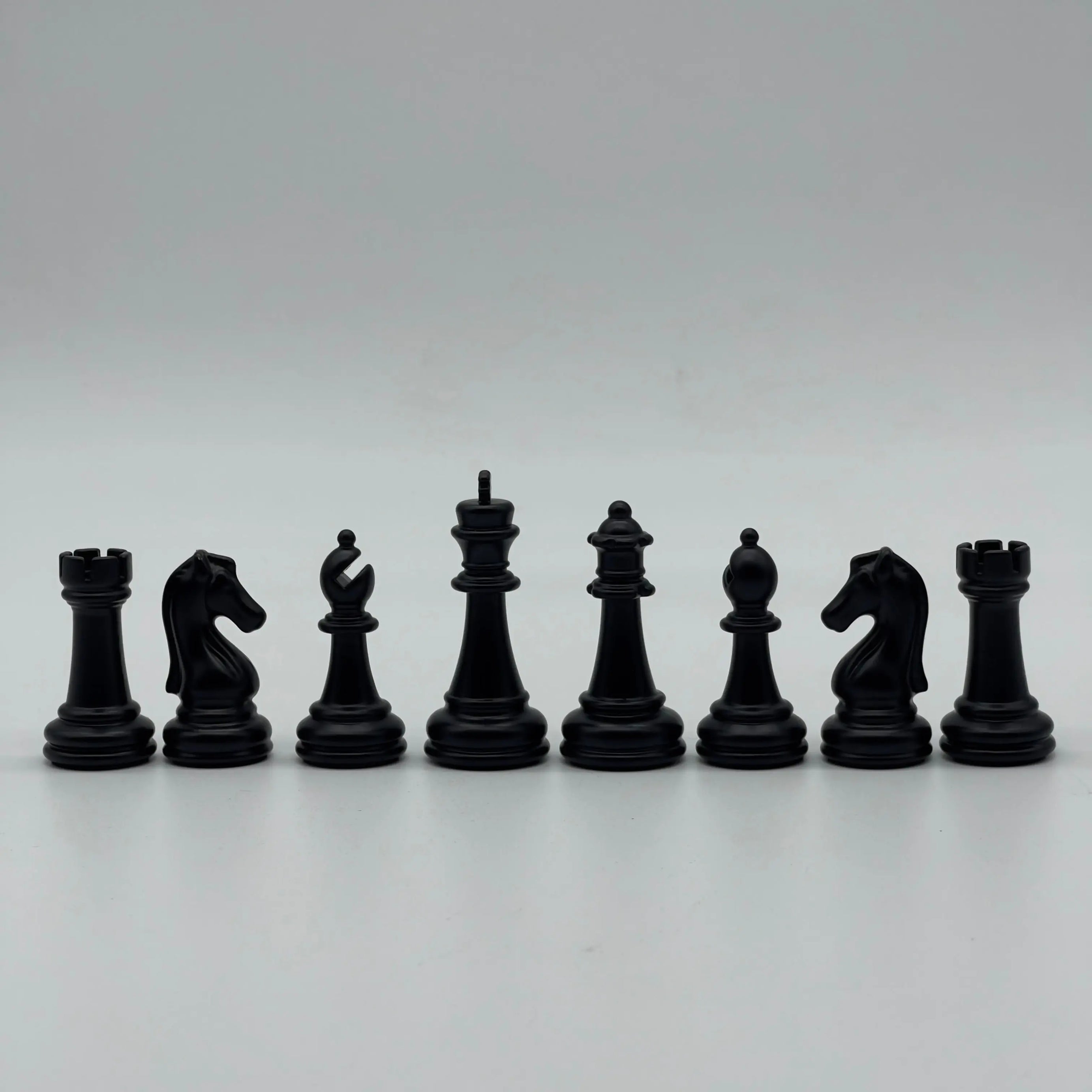 Black Classic Matte Handmade Metal Chess Pieces Set