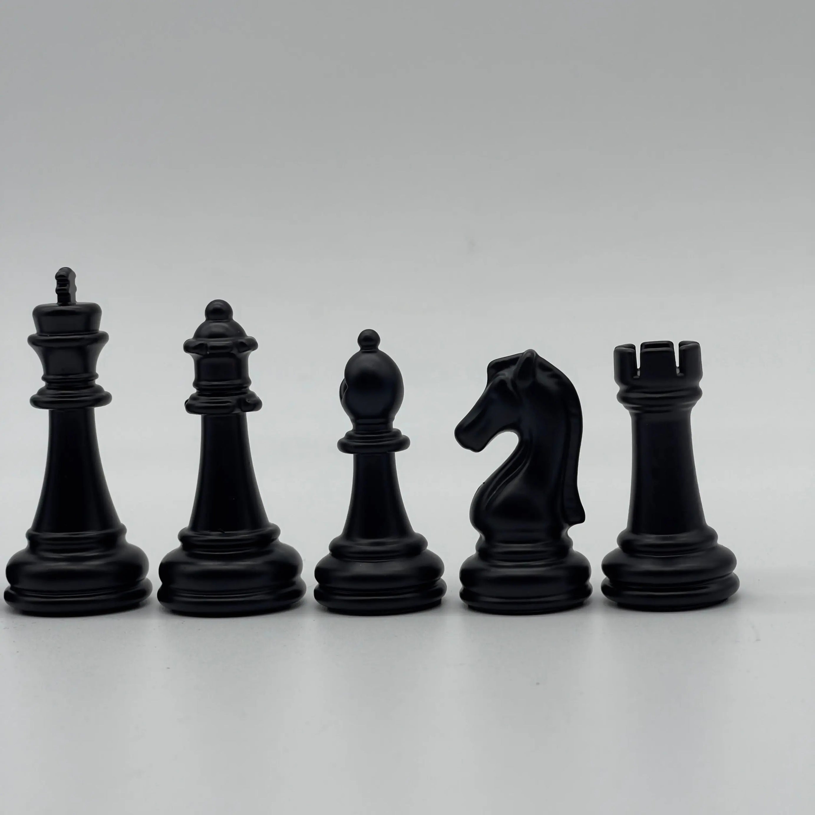 Black Classic Matte Handmade Metal Chess Pieces Set