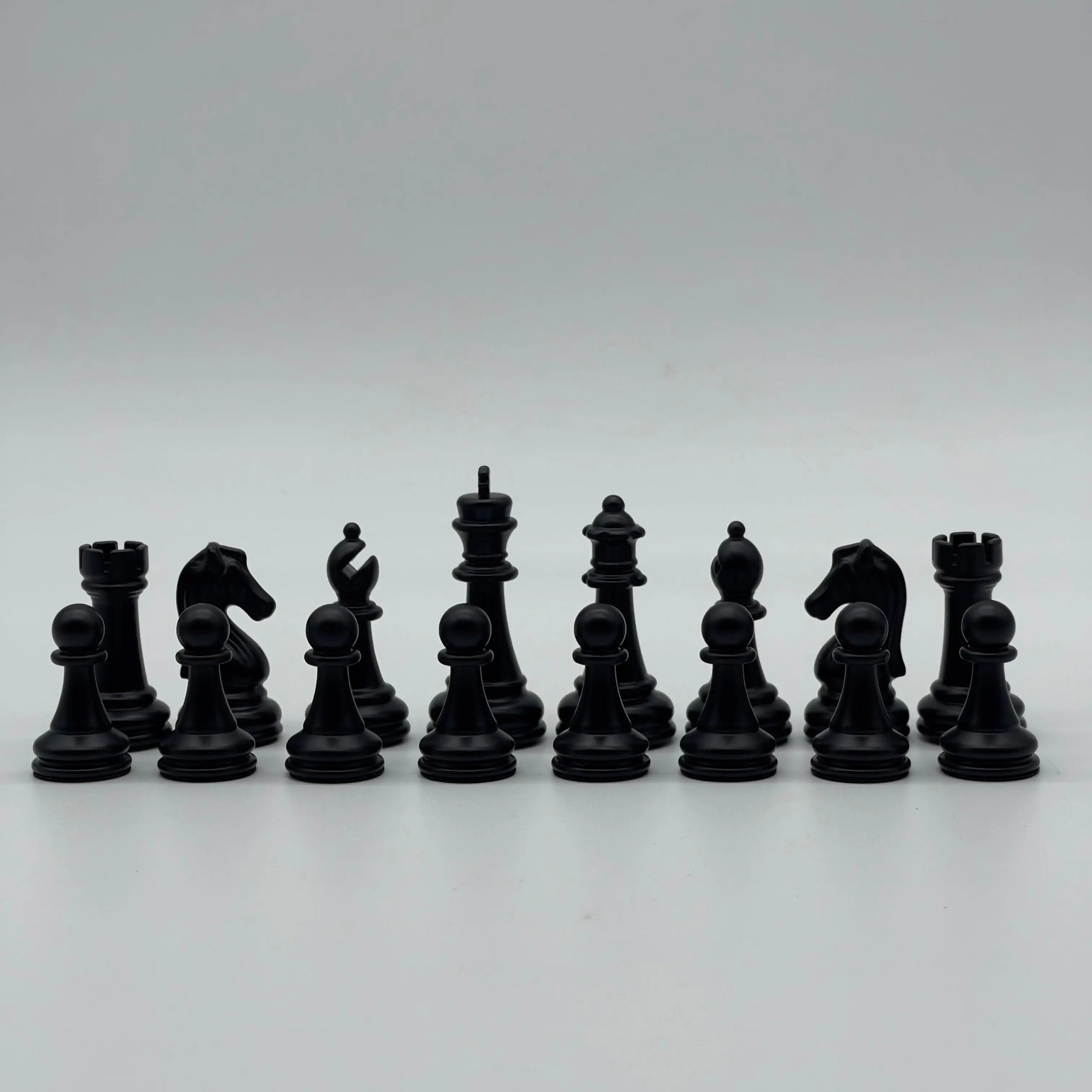 Black Classic Matte Handmade Metal Chess Pieces Set