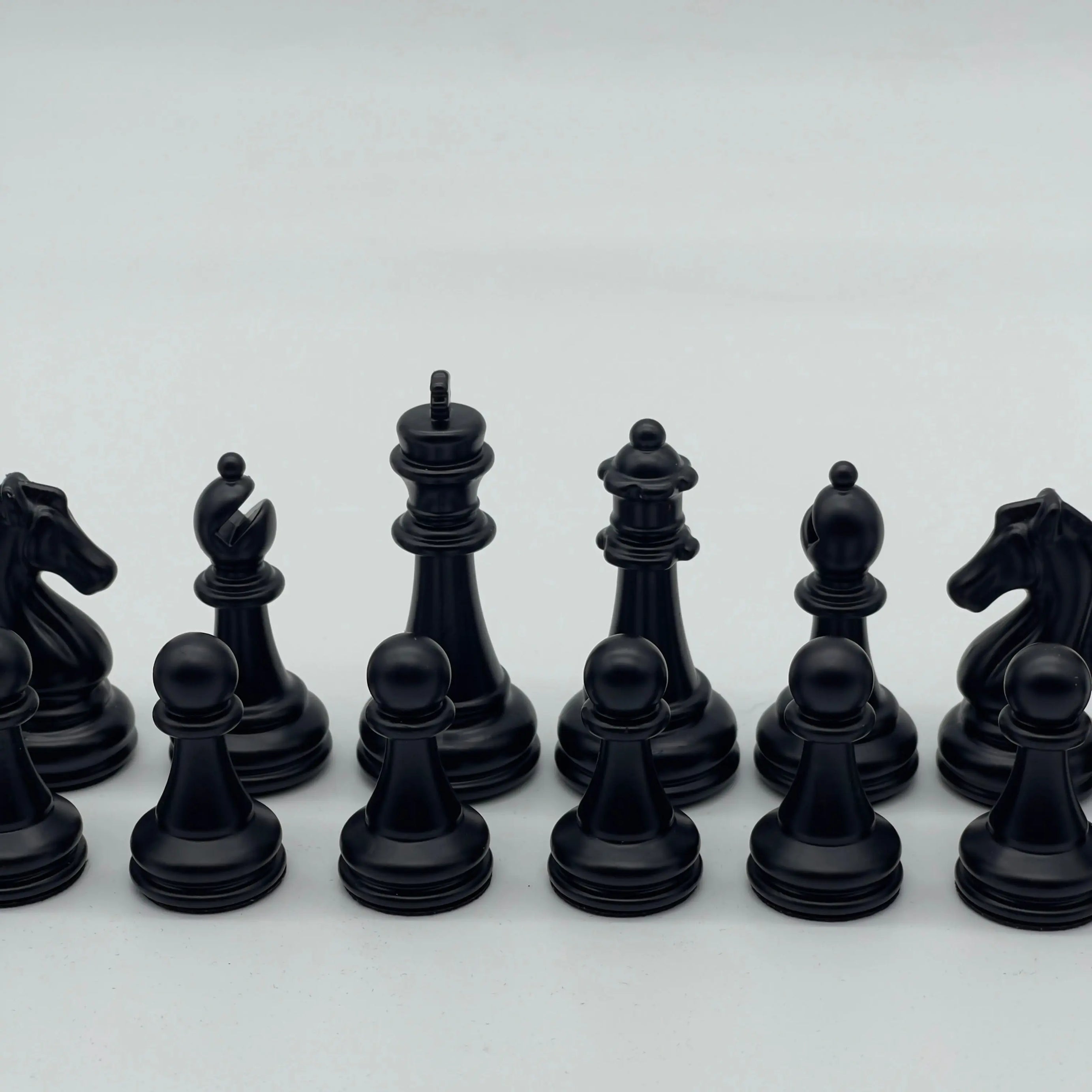 Black Classic Matte Handmade Metal Chess Pieces Set