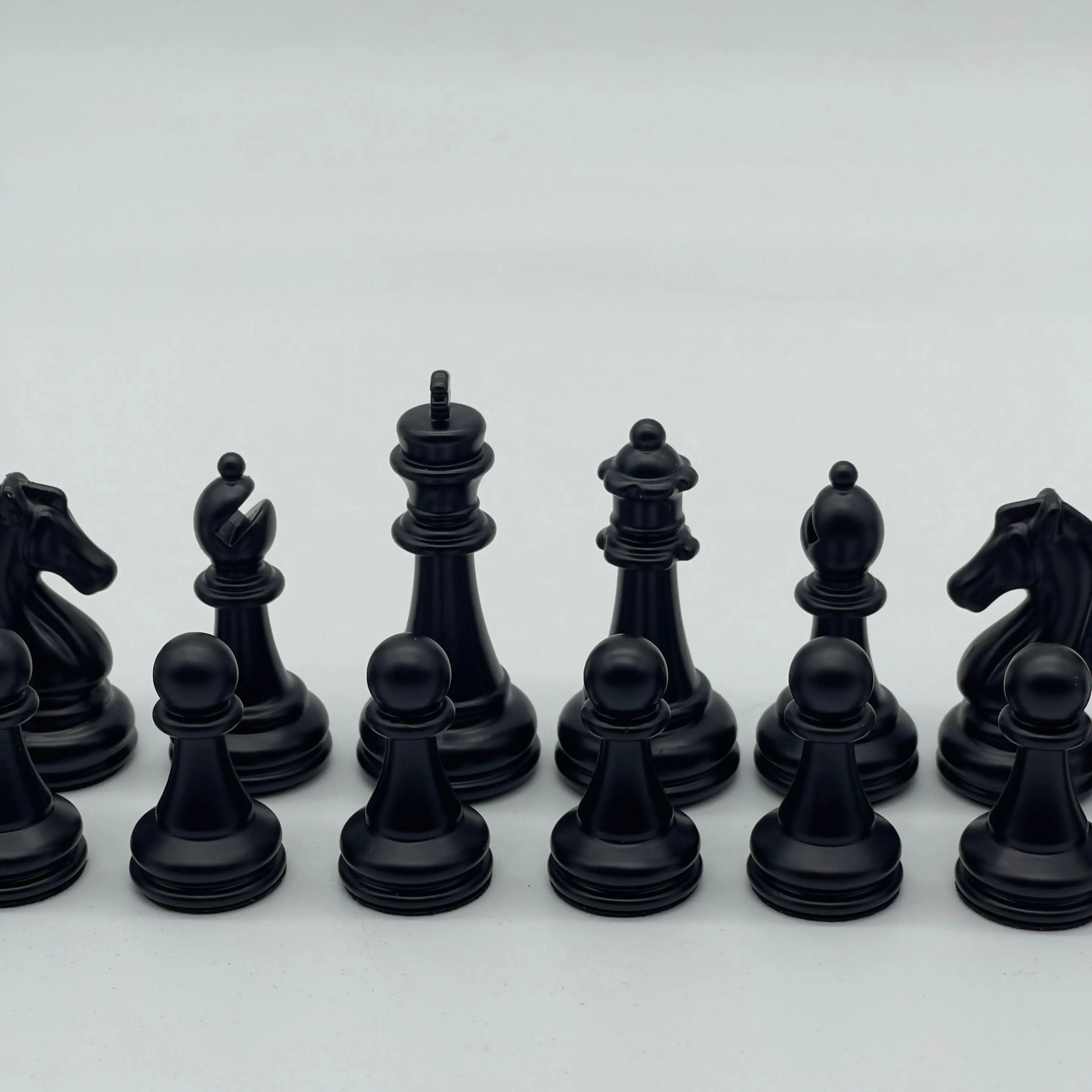 Black Classic Matte Handmade Metal Chess Pieces Set
