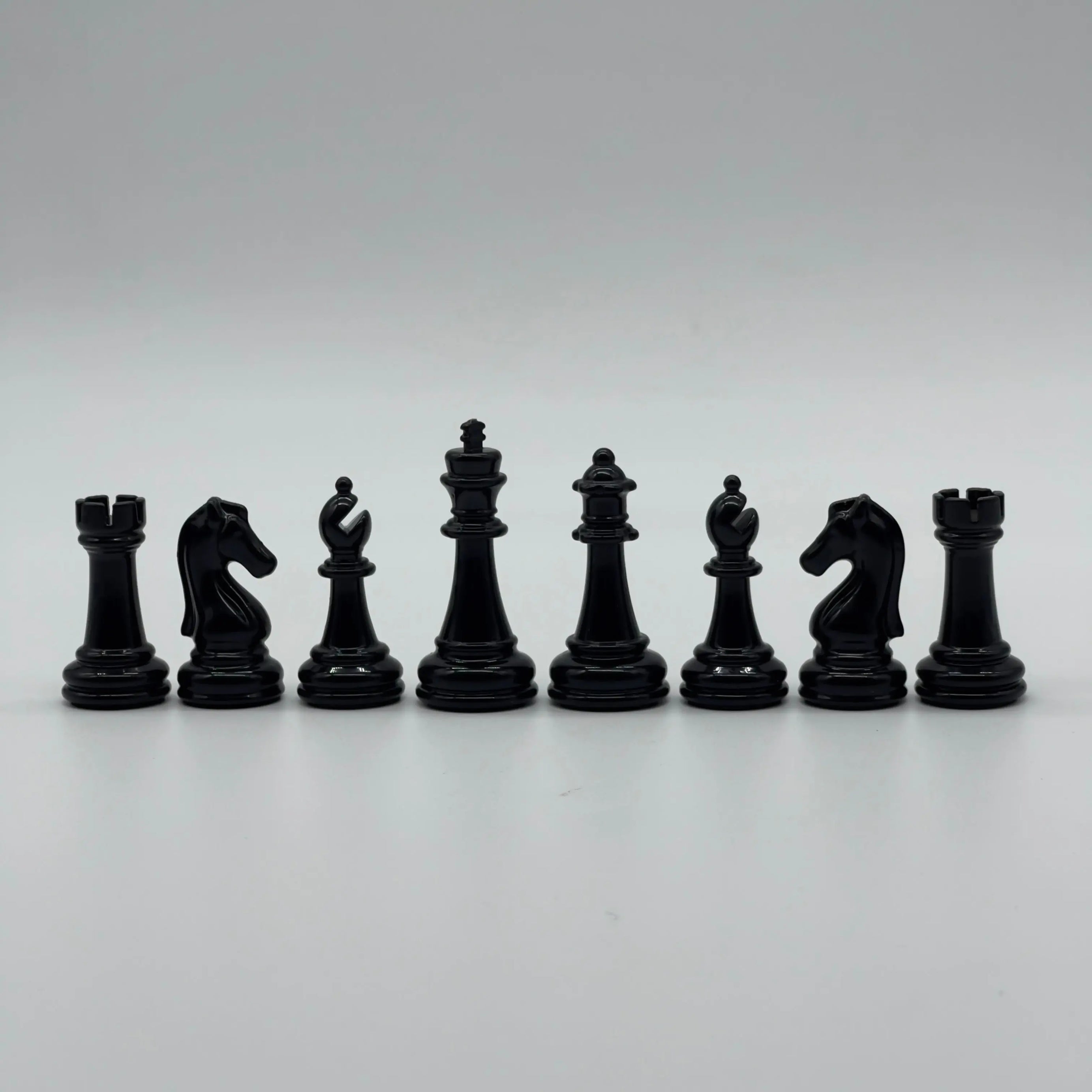 Handmade Metal Chess Pieces, Black Classic Shiny Metal Chess Pieces Set