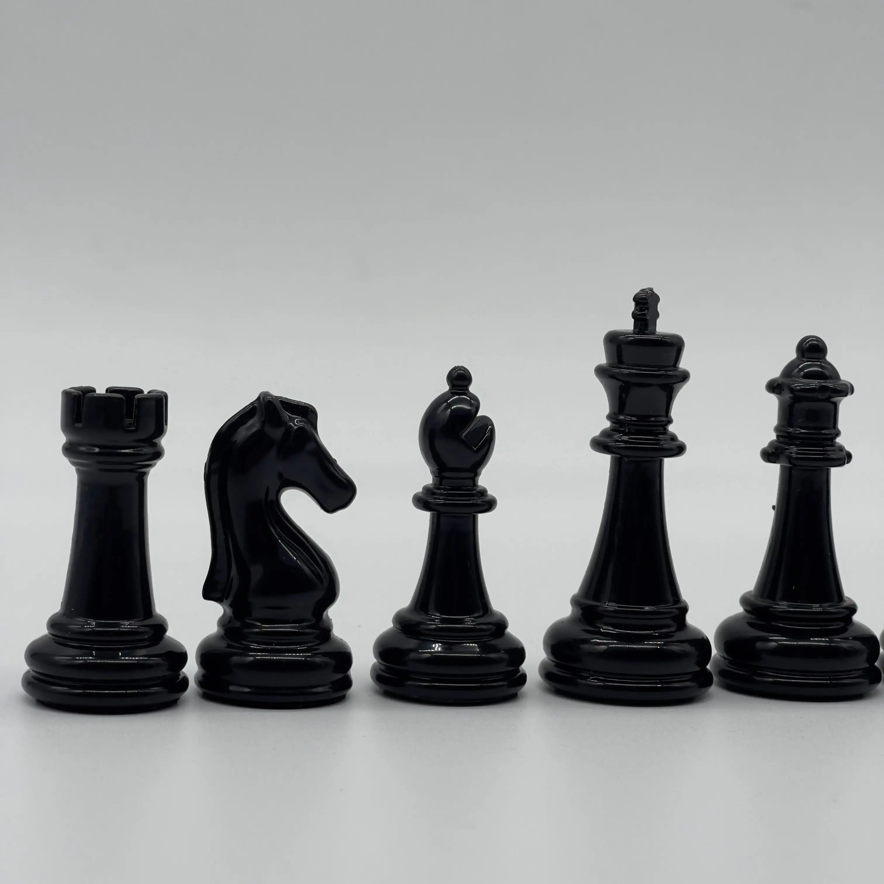 Handmade Metal Chess Pieces, Black Classic Shiny Metal Chess Pieces Set