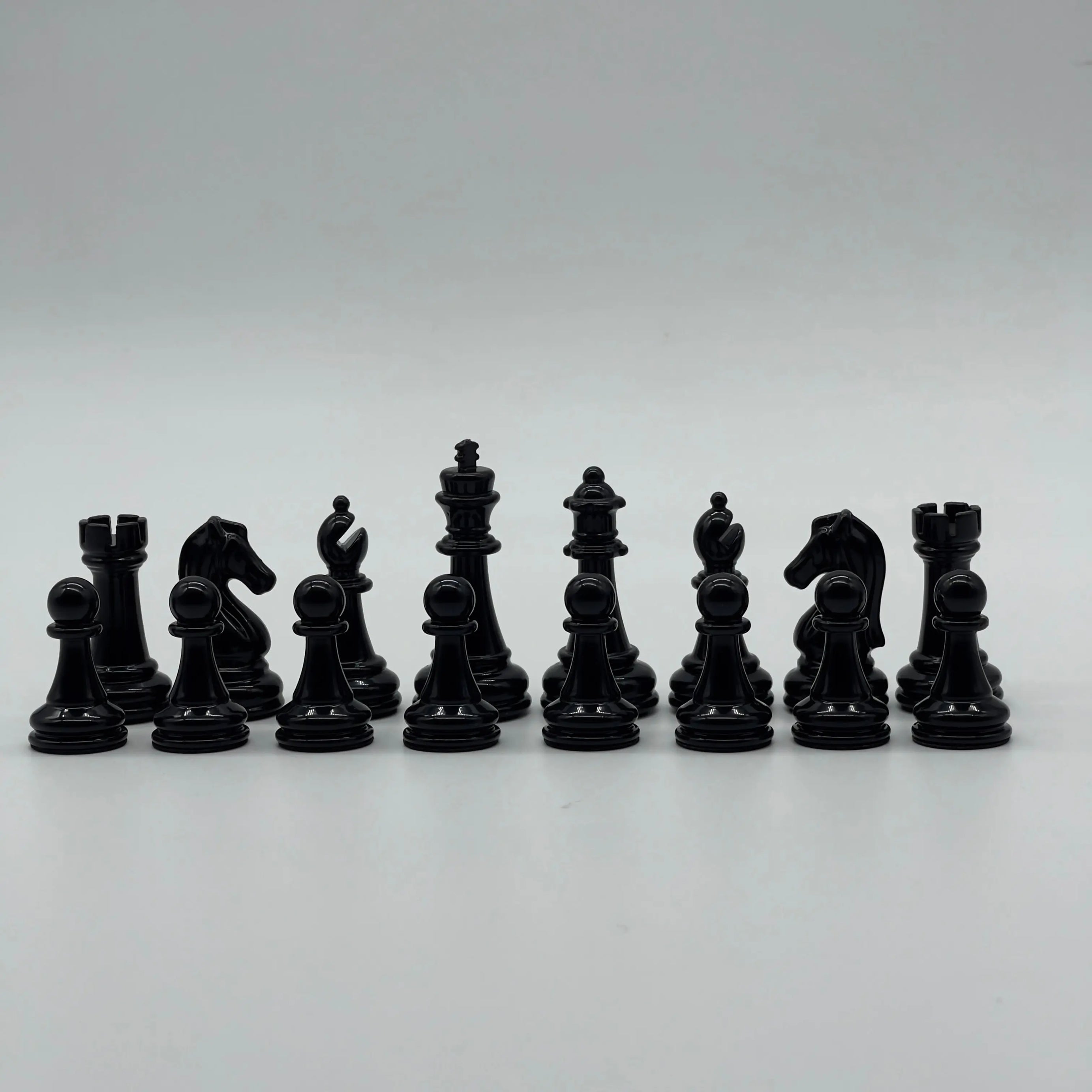Handmade Metal Chess Pieces, Black Classic Shiny Metal Chess Pieces Set