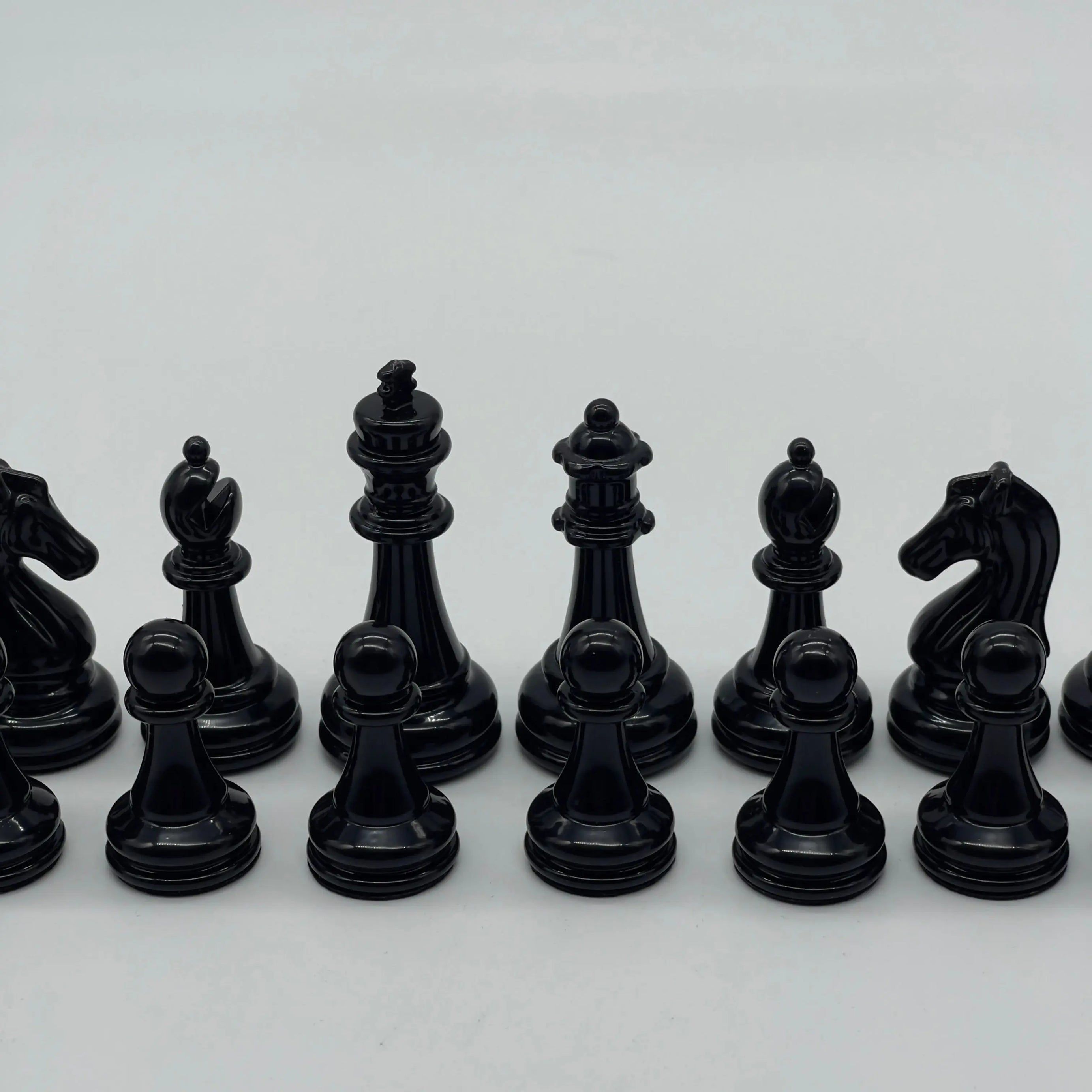 Handmade Metal Chess Pieces, Black Classic Shiny Metal Chess Pieces Set