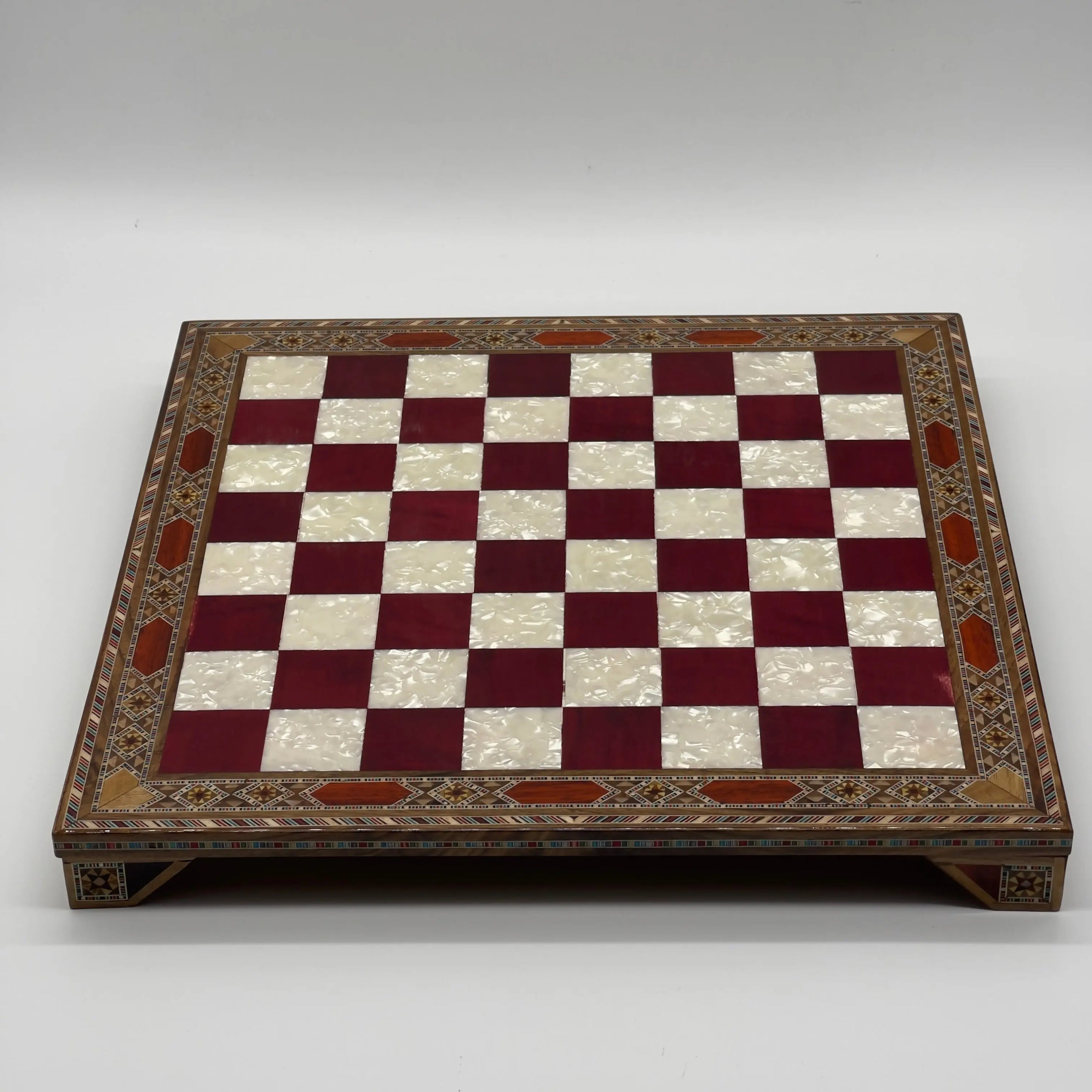 15" Large Handmade Luxury Legs Red Wooden Chess Board