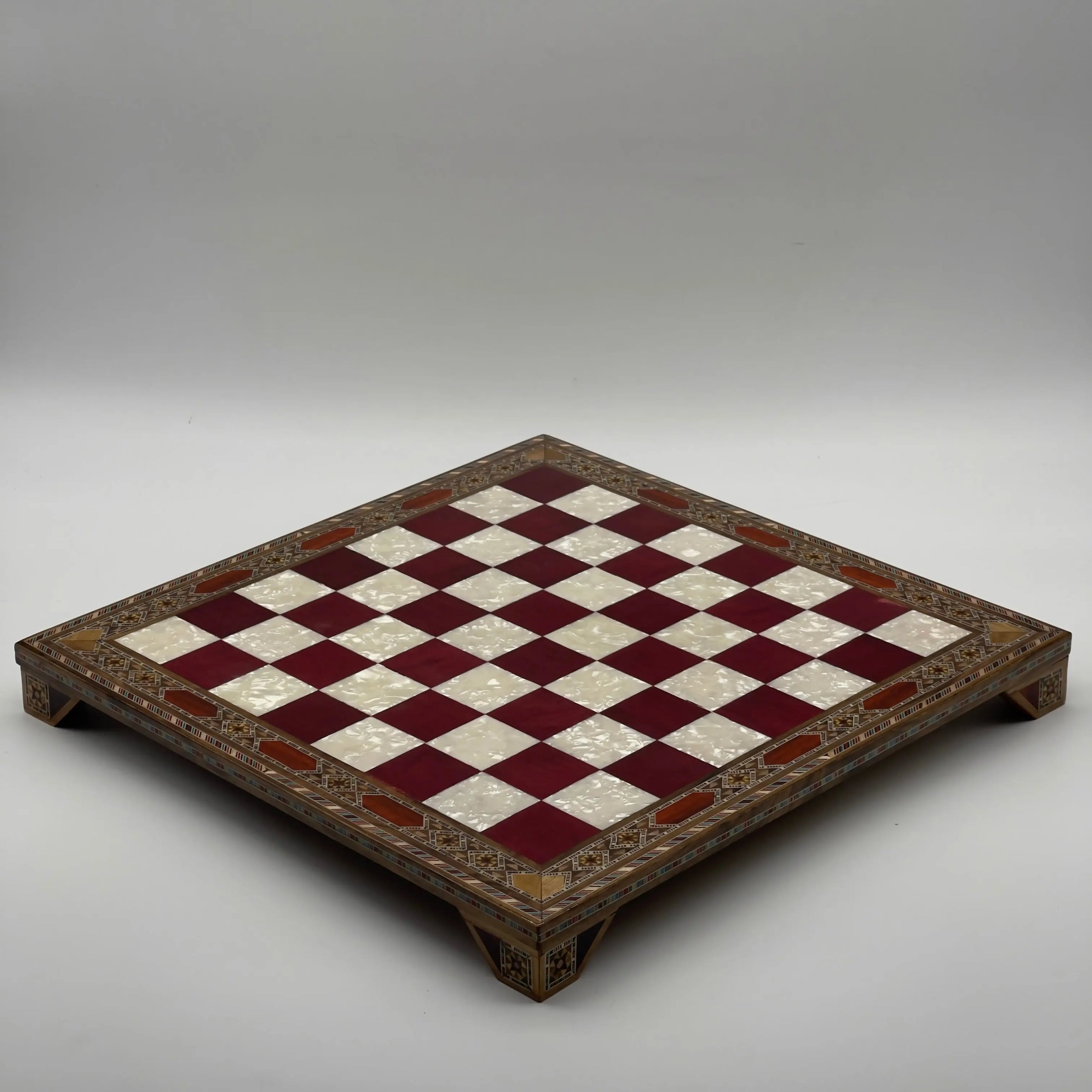 15" Large Handmade Luxury Legs Red Wooden Chess Board