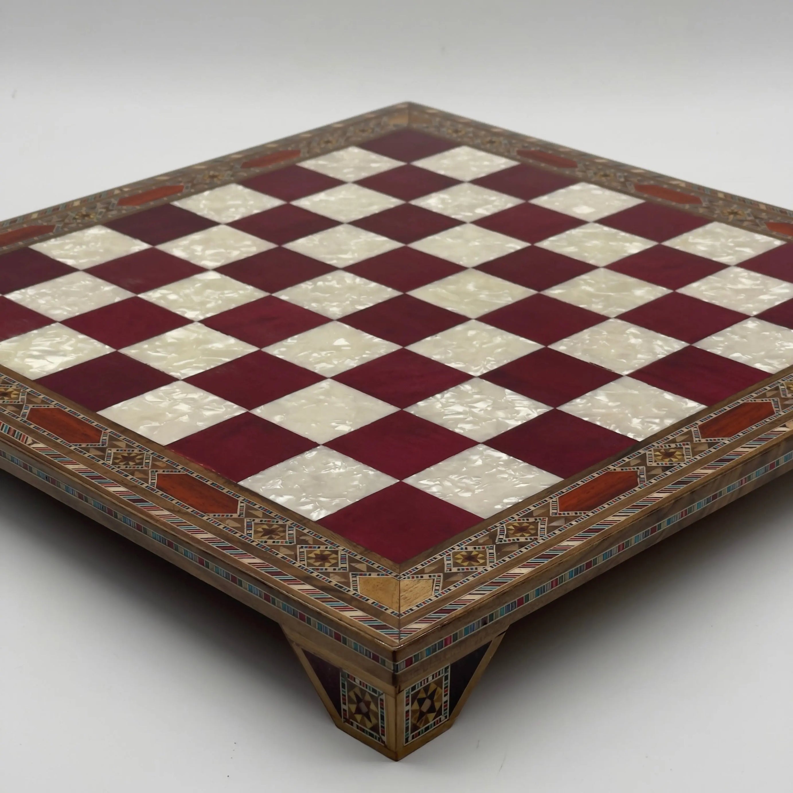 15" Large Handmade Luxury Legs Red Wooden Chess Board