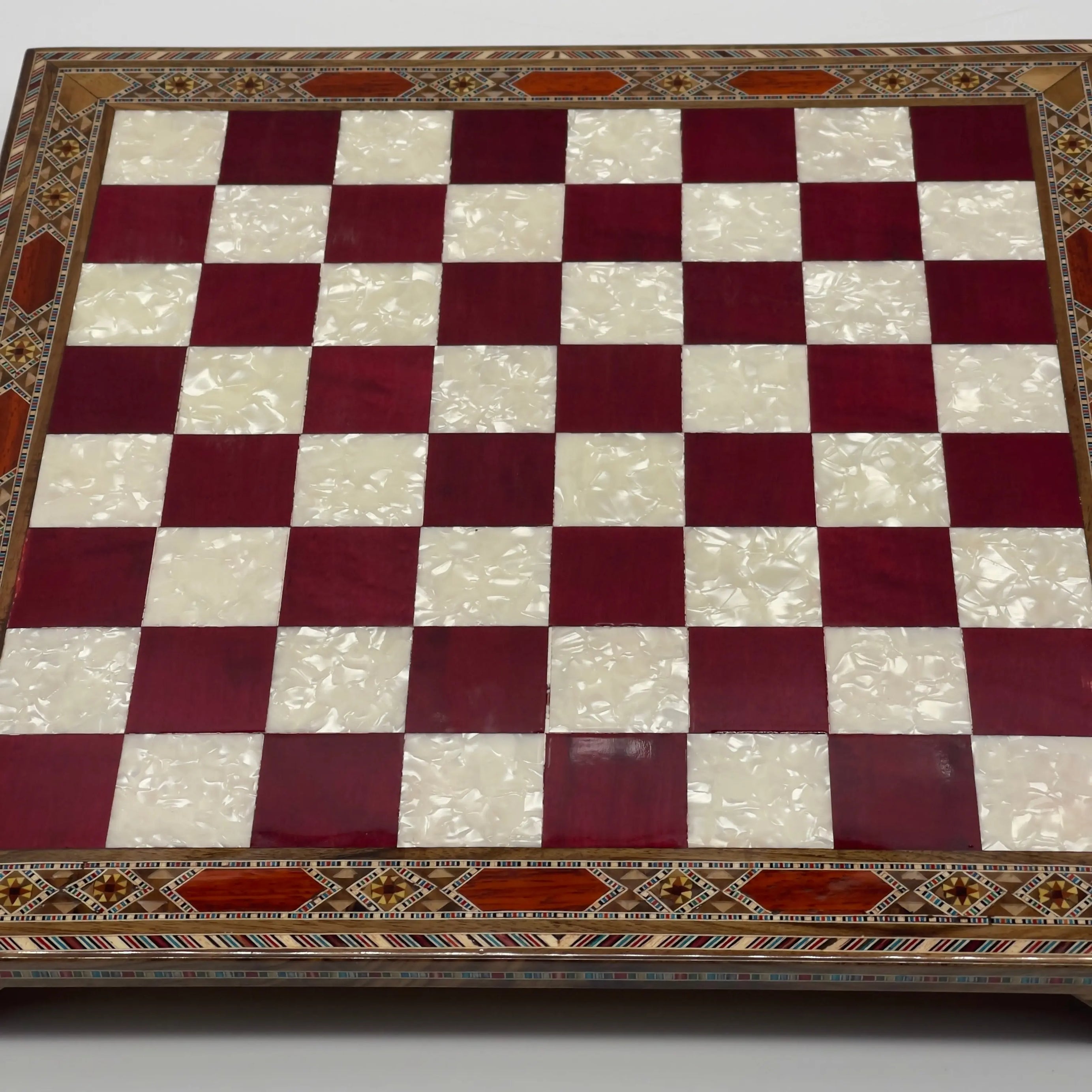 15" Large Handmade Luxury Legs Red Wooden Chess Board