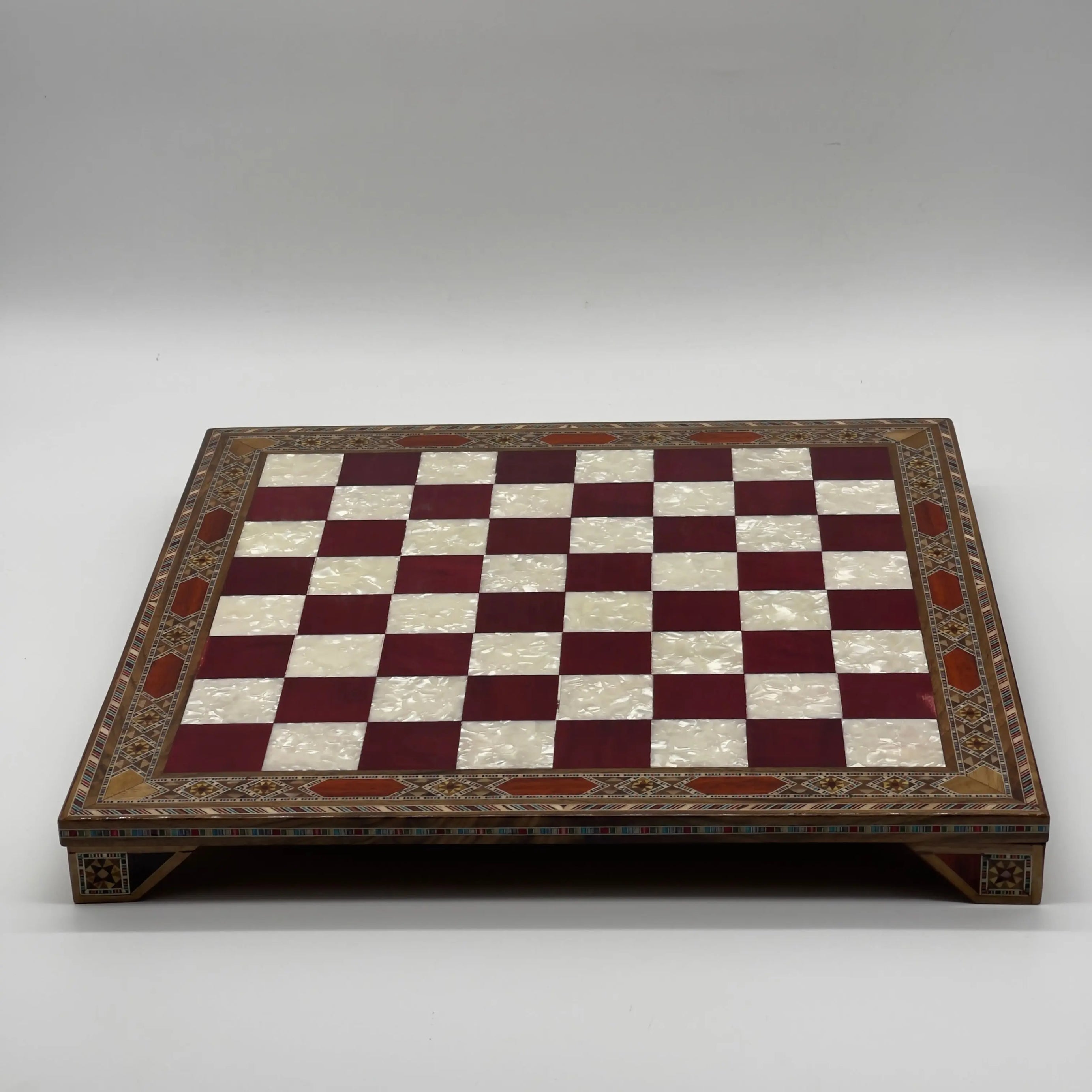 15" Large Handmade Luxury Legs Red Wooden Chess Board