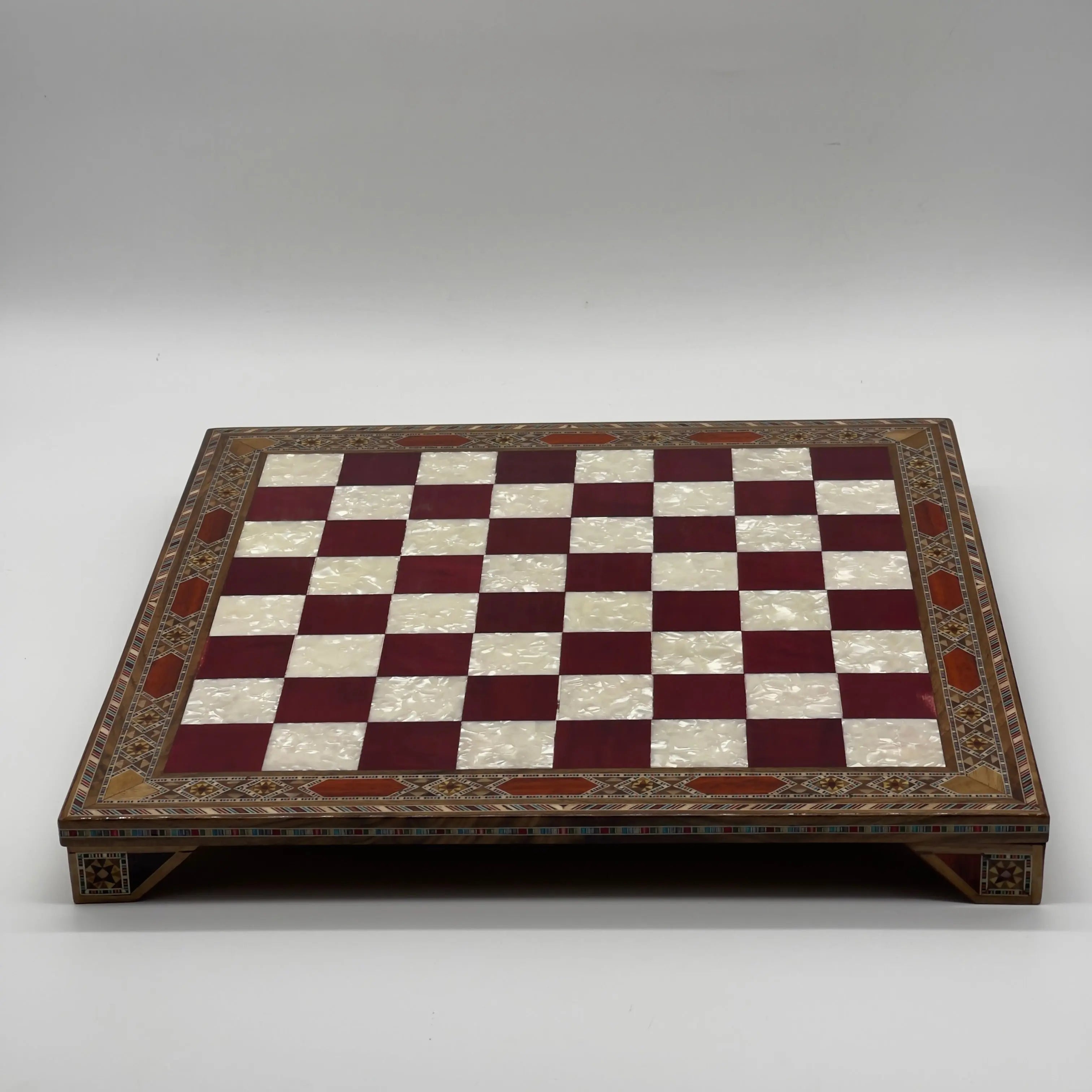 15" Large Handmade Luxury Legs Red Wooden Chess Board