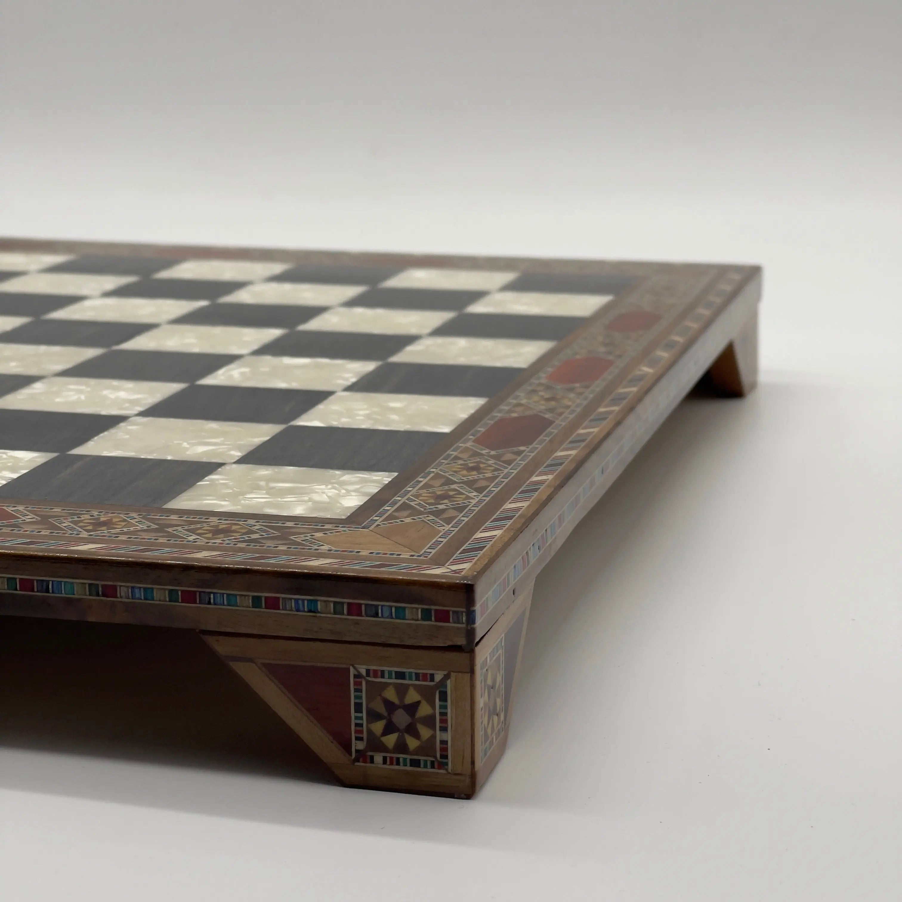 Handmade Luxury Wooden Chess Board With Legs, Unique Black Chess Board
