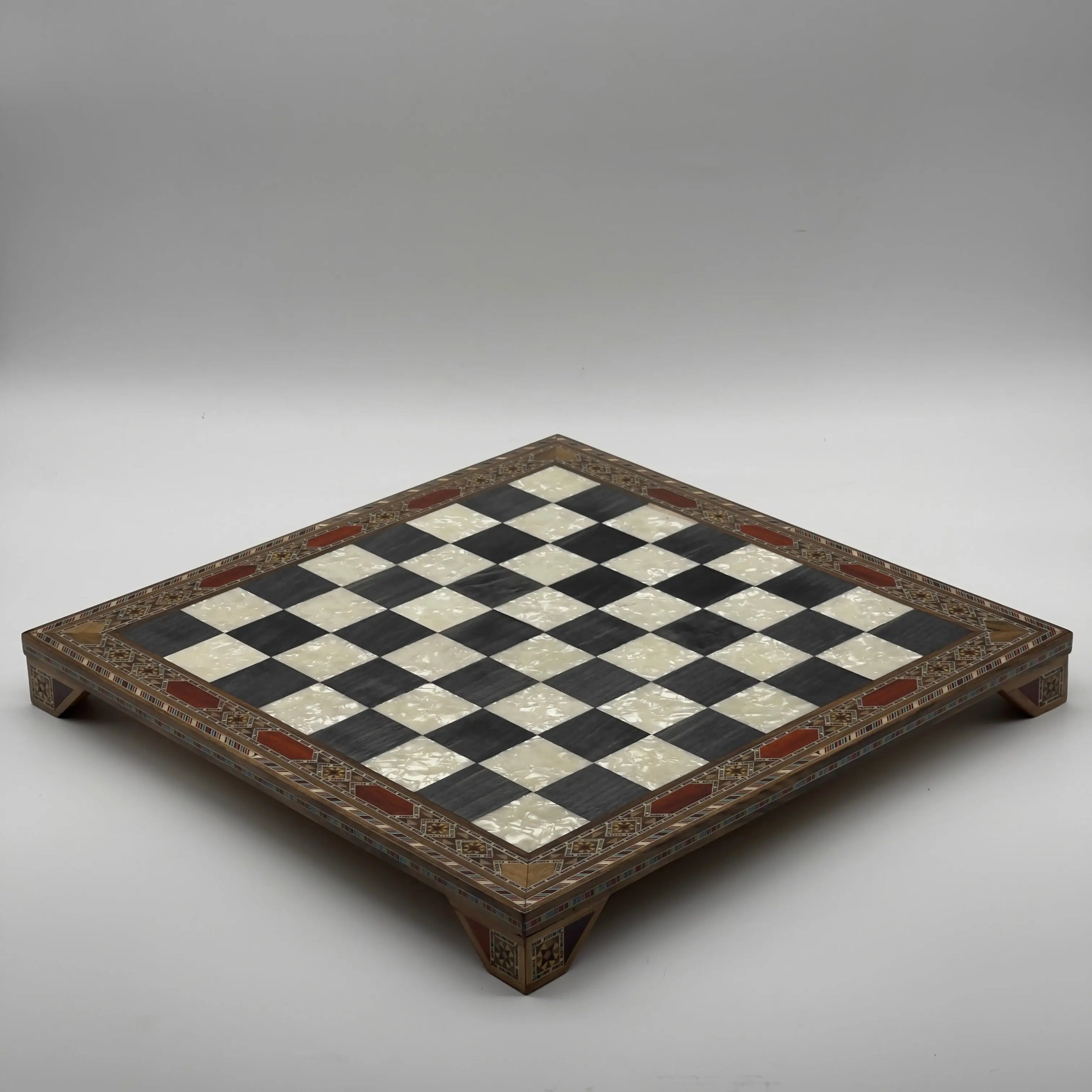 Handmade Luxury Wooden Chess Board With Legs, Unique Black Chess Board