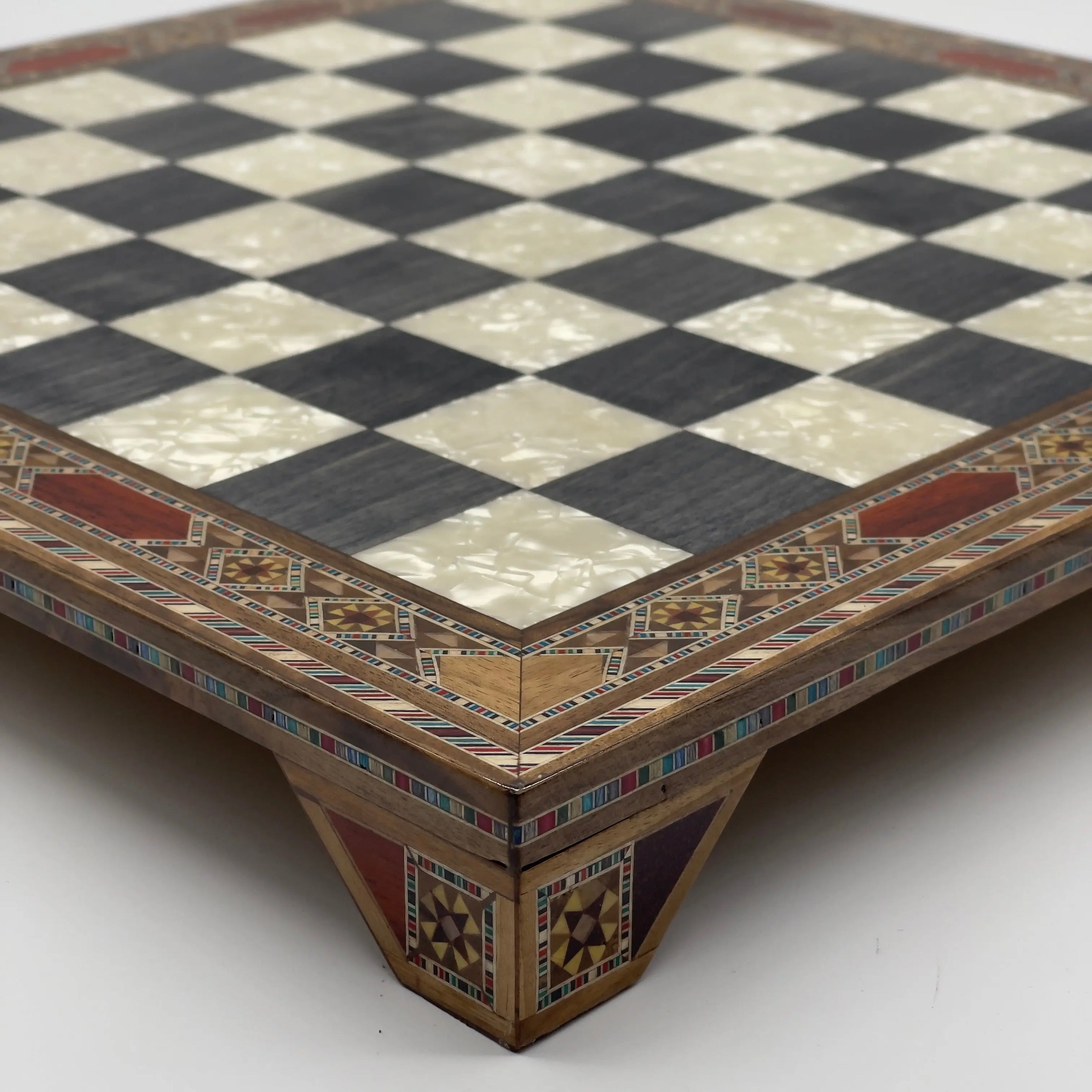Handmade Luxury Wooden Chess Board With Legs, Unique Black Chess Board