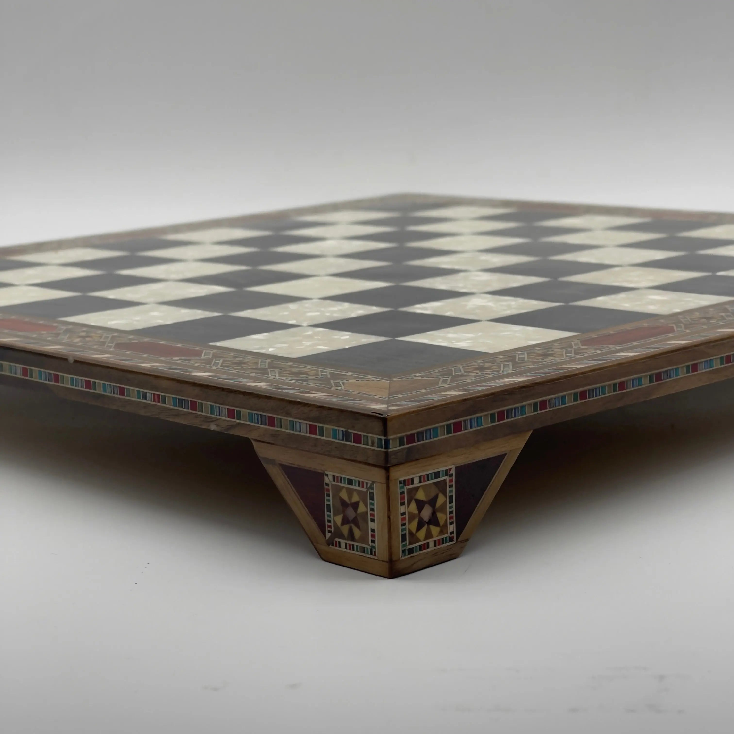 Handmade Luxury Wooden Chess Board With Legs, Unique Black Chess Board