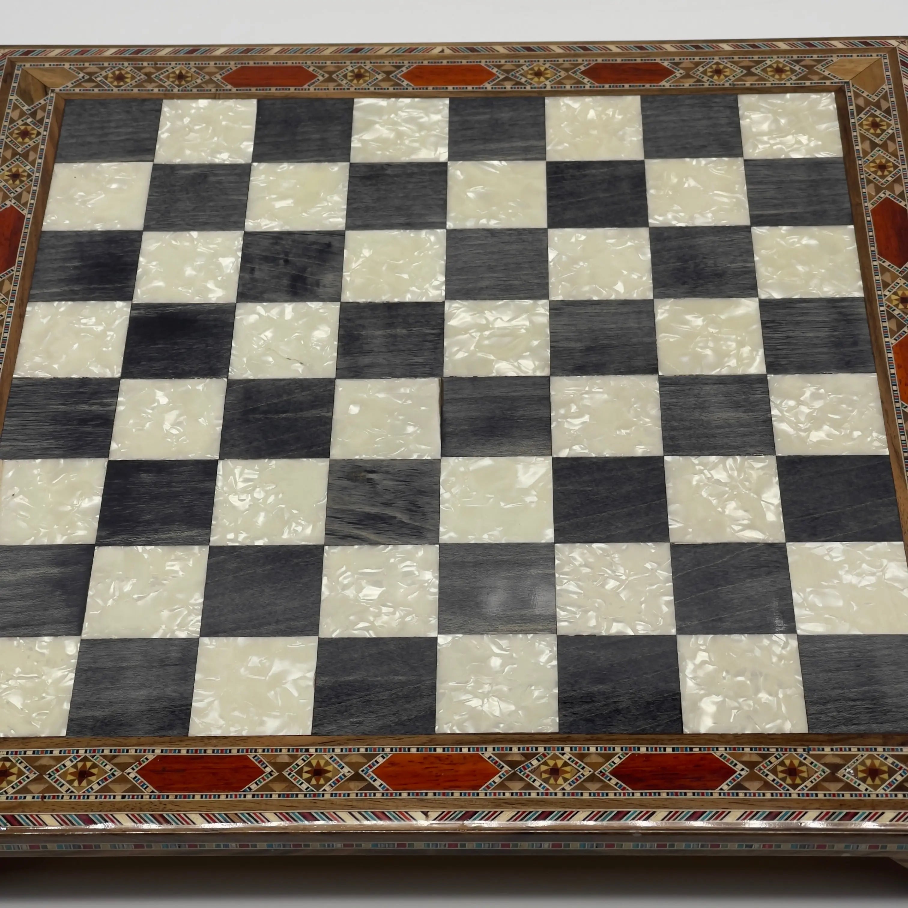 Handmade Luxury Wooden Chess Board With Legs, Unique Black Chess Board