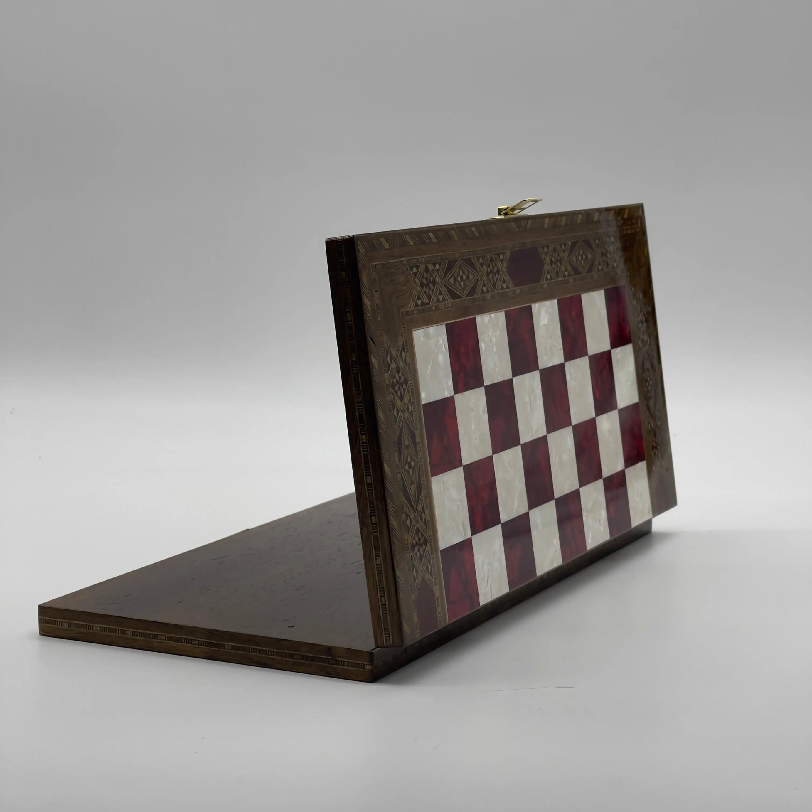 9" Small Red Handmade Pattern Luxury Wooden Folding Chess Board