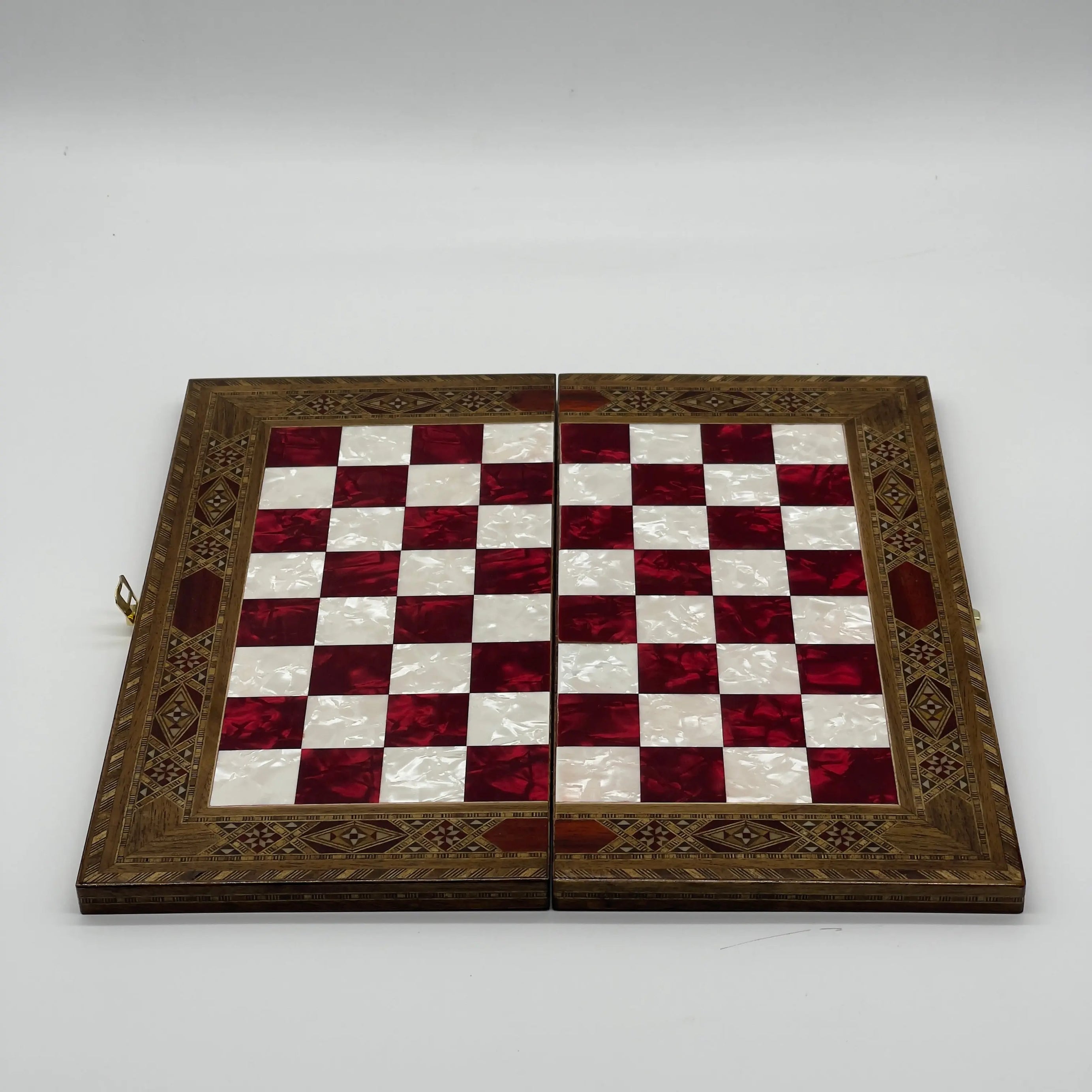 9" Small Red Handmade Pattern Luxury Wooden Folding Chess Board