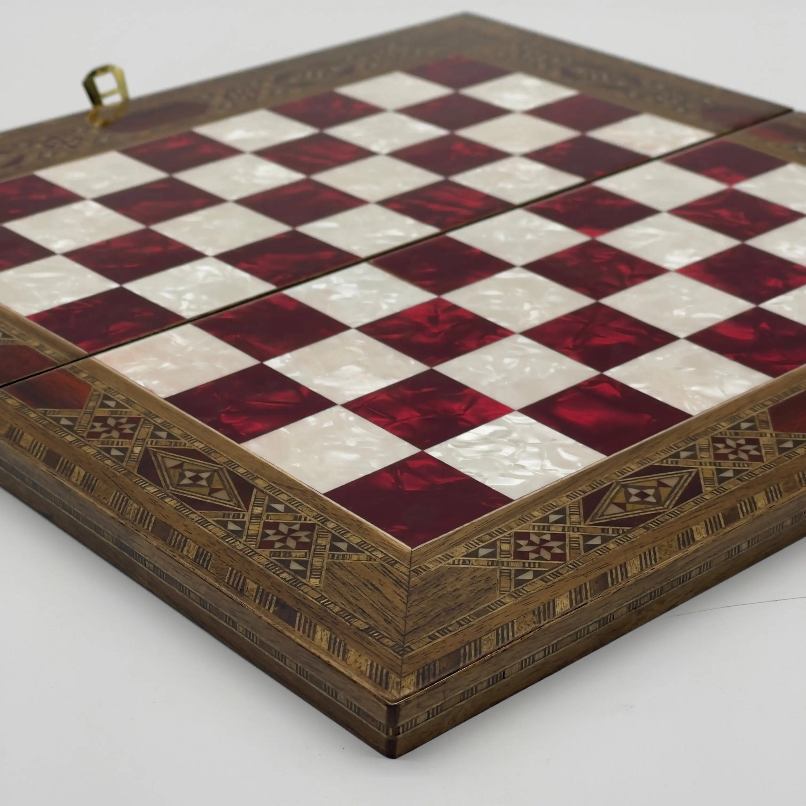 9" Small Red Handmade Pattern Luxury Wooden Folding Chess Board