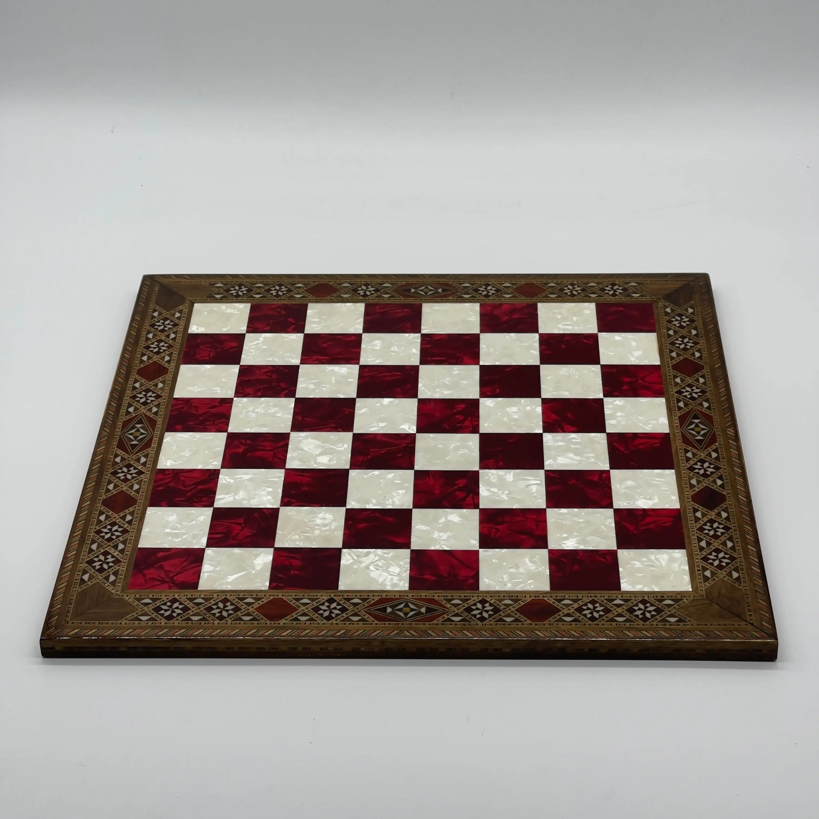 14.9" Handmade Custom Luxury Wooden Red Chess Board