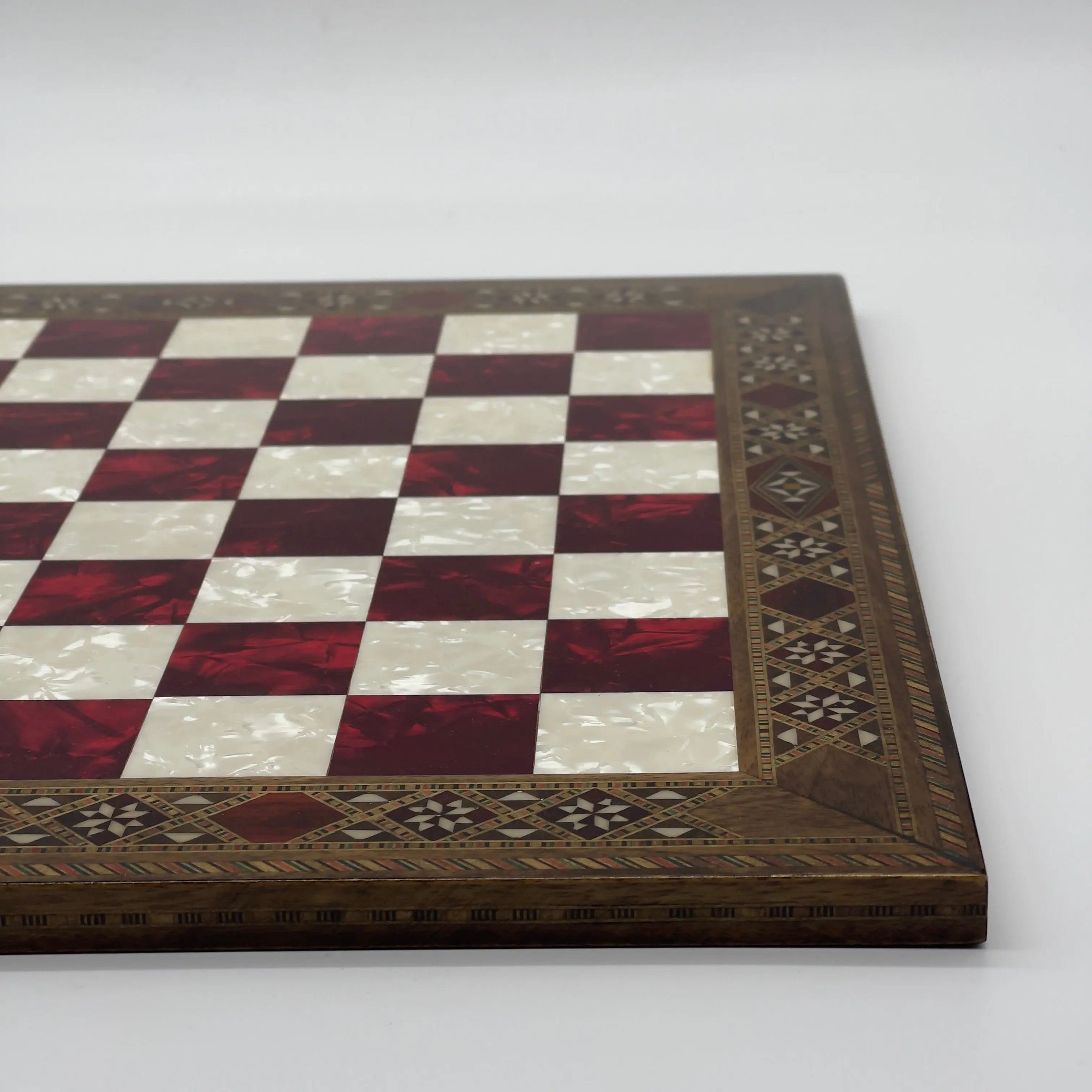 14.9" Handmade Custom Luxury Wooden Red Chess Board