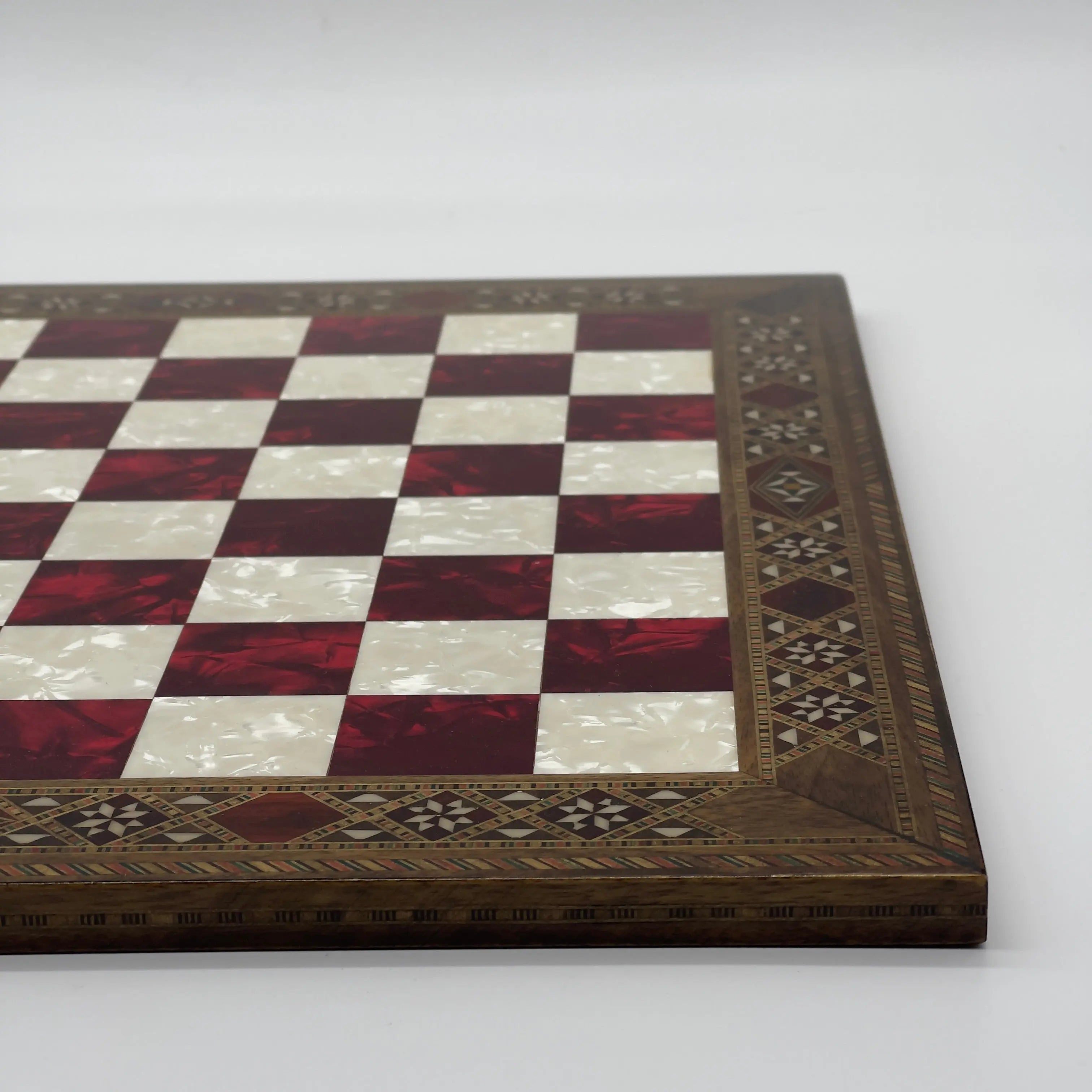 14.9" Handmade Custom Luxury Wooden Red Chess Board