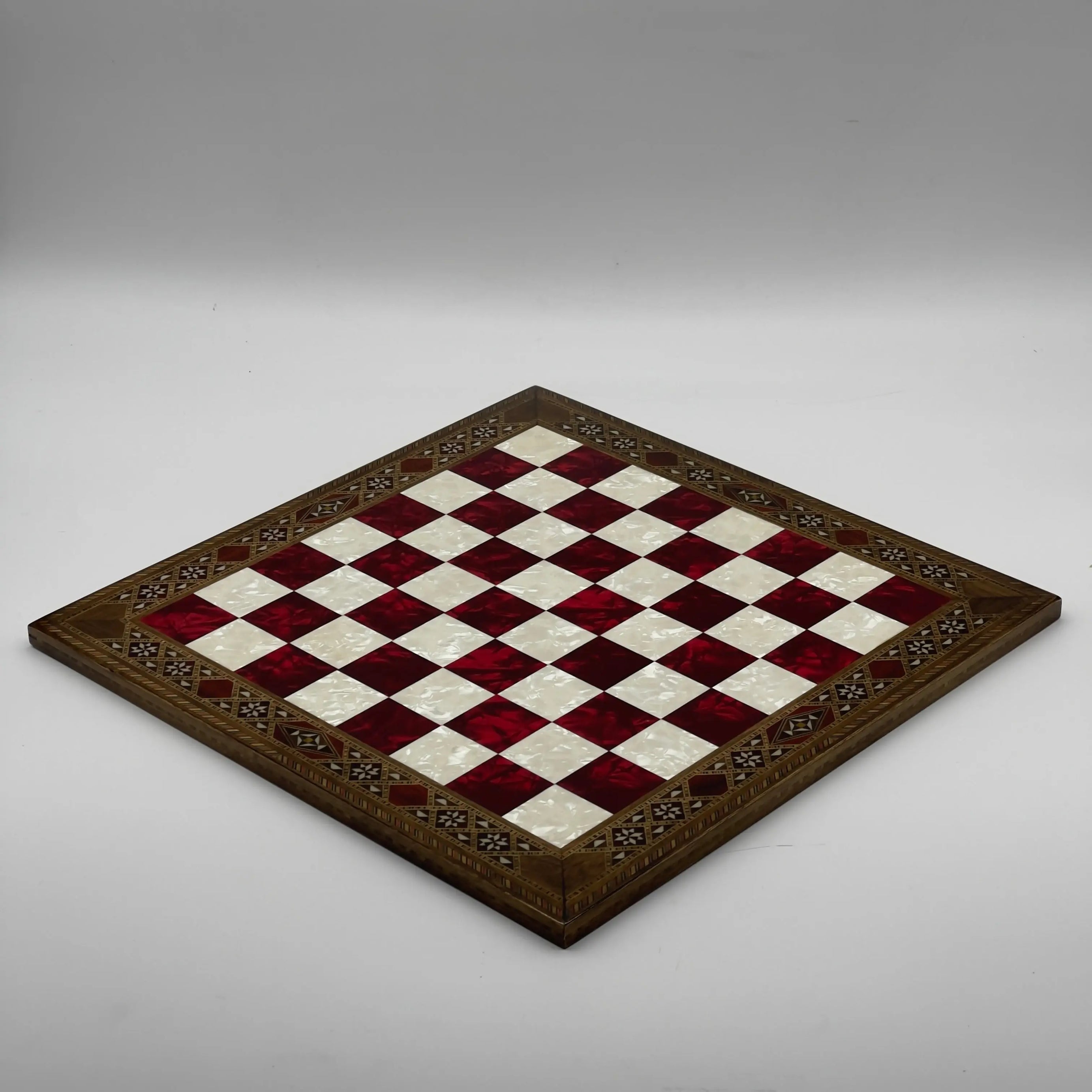 14.9" Handmade Custom Luxury Wooden Red Chess Board
