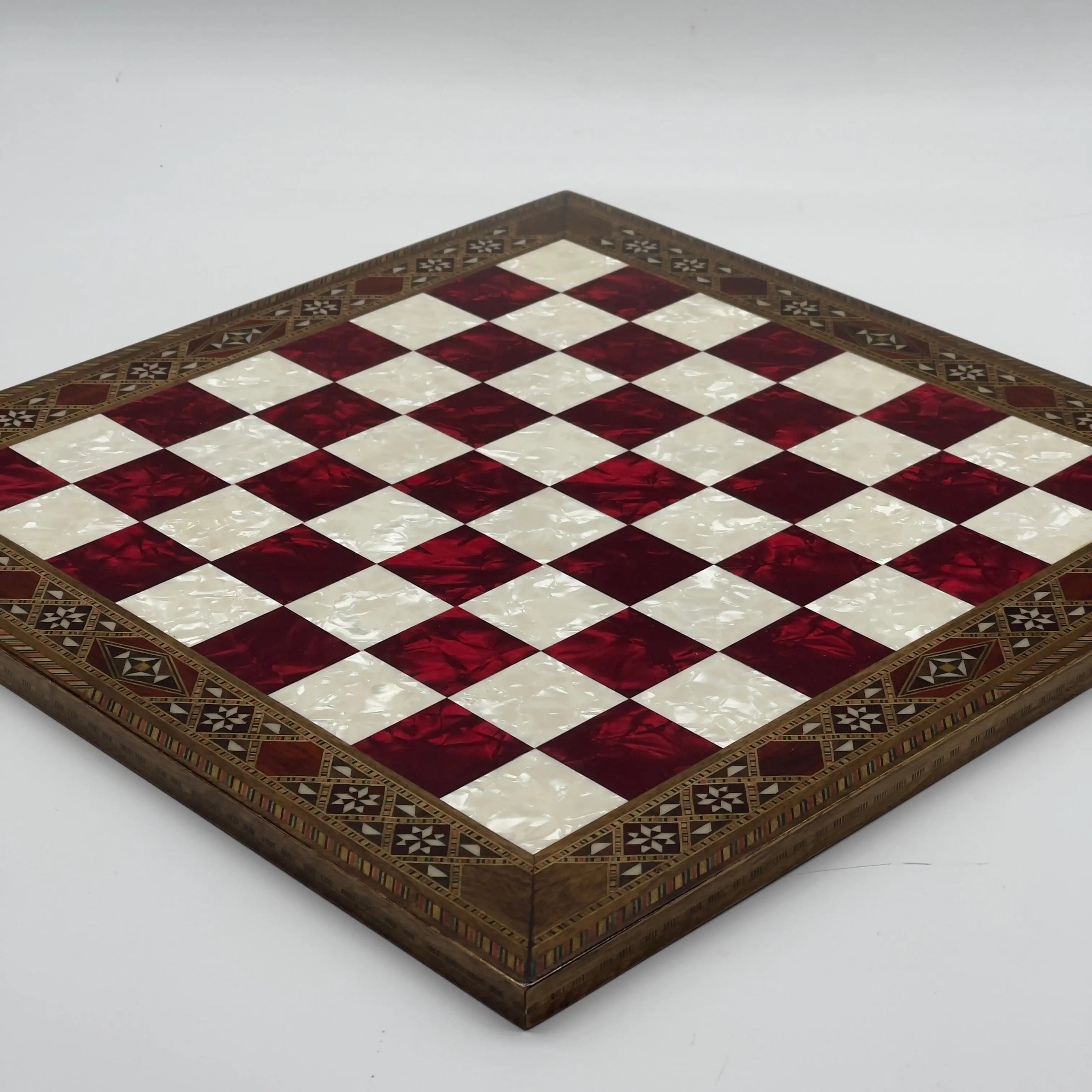 14.9" Handmade Custom Luxury Wooden Red Chess Board