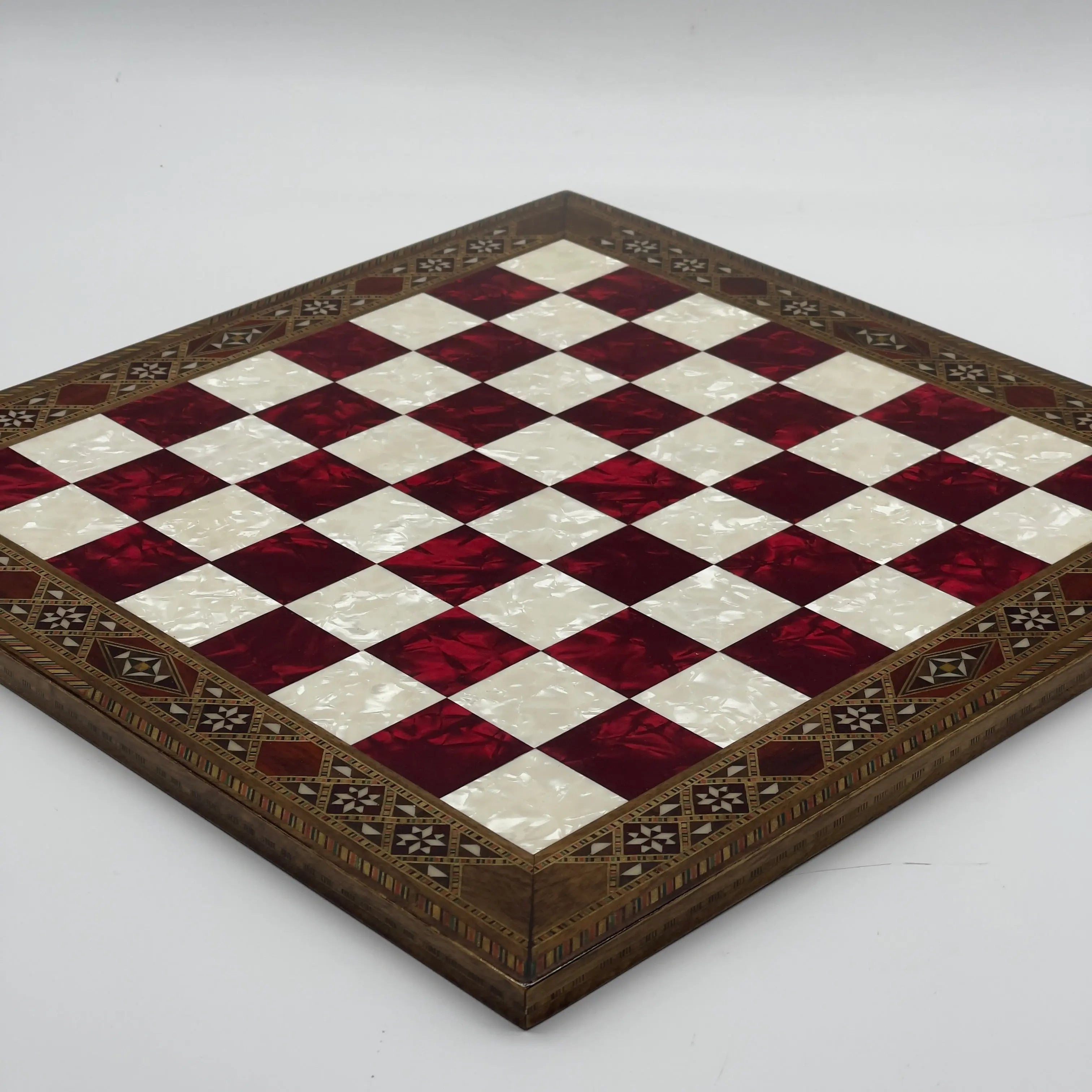 14.9" Handmade Custom Luxury Wooden Red Chess Board