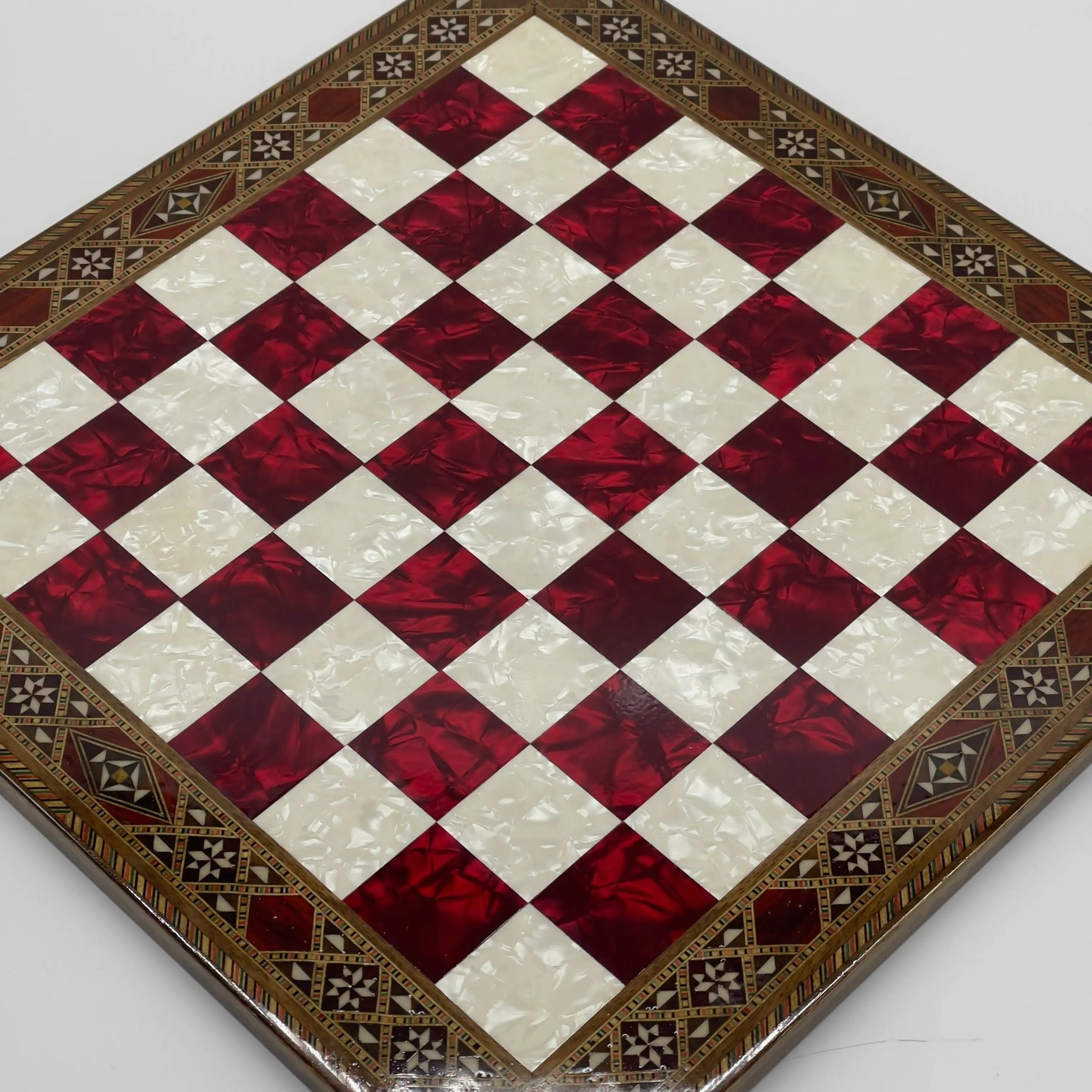 14.9" Handmade Custom Luxury Wooden Red Chess Board