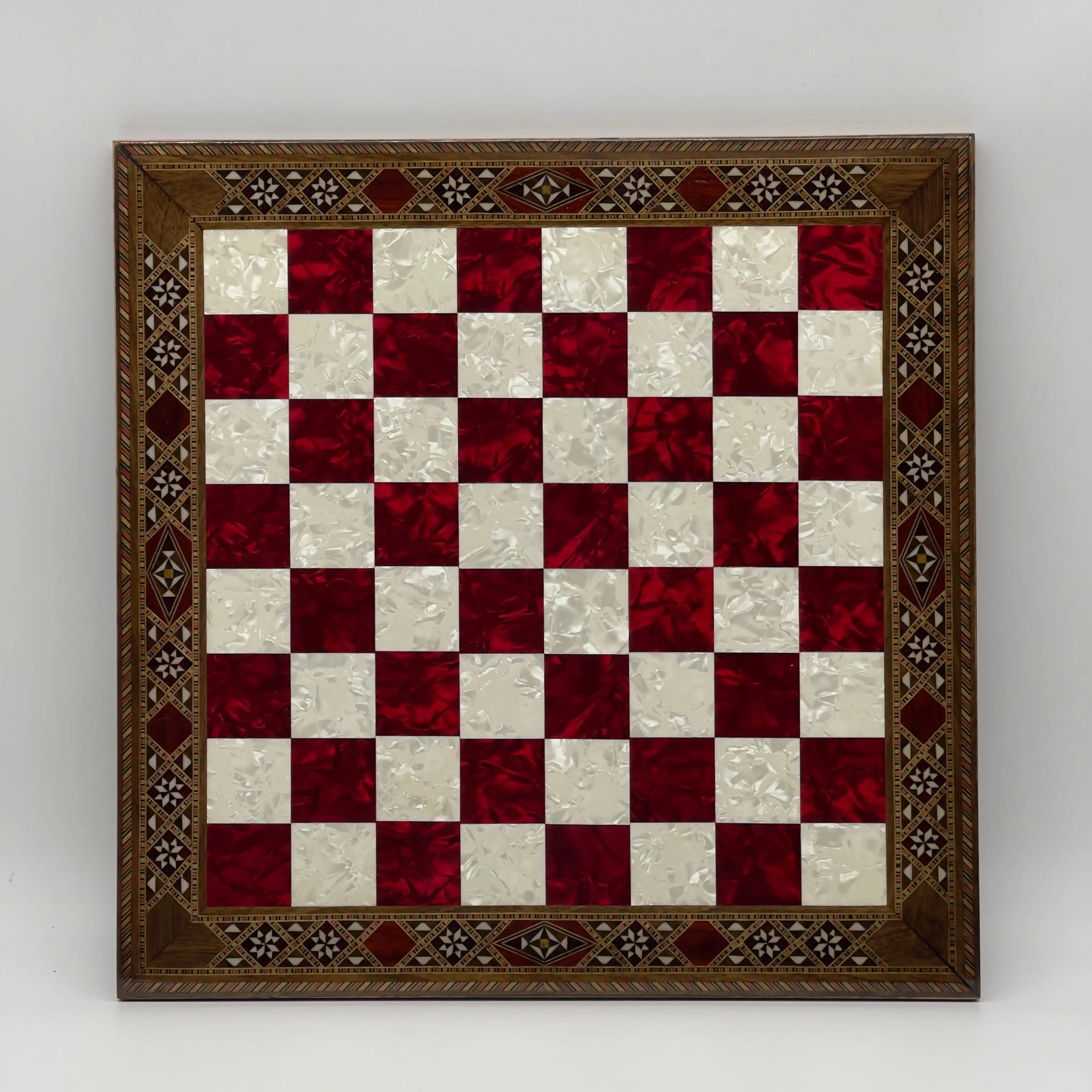 14.9" Handmade Custom Luxury Wooden Red Chess Board